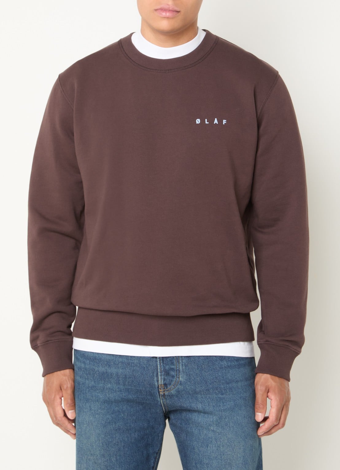 OLAF Sweater met logoprint - achterkant bruin