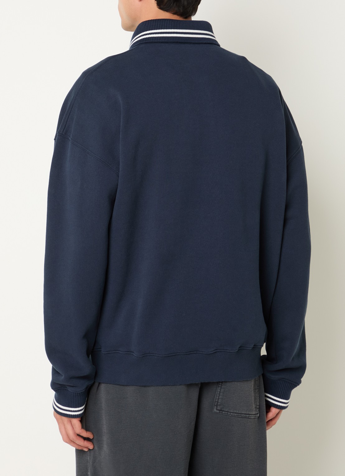 OLAF Sweater met polokraag en logoborduring - achterkant 4 donkerblauw