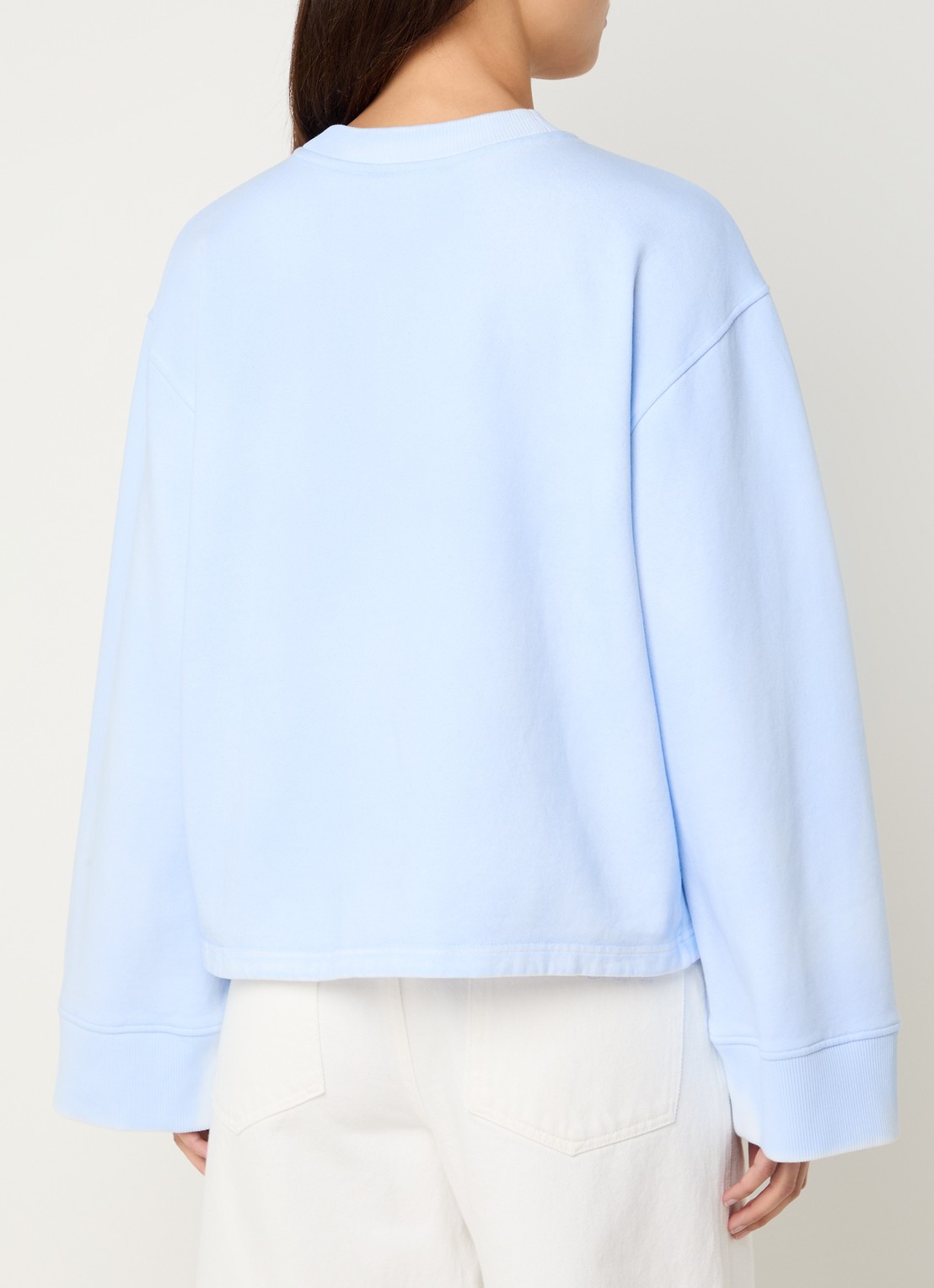 OLAF Sweater met verwassen afwerking en logo - achterkant lichtblauw