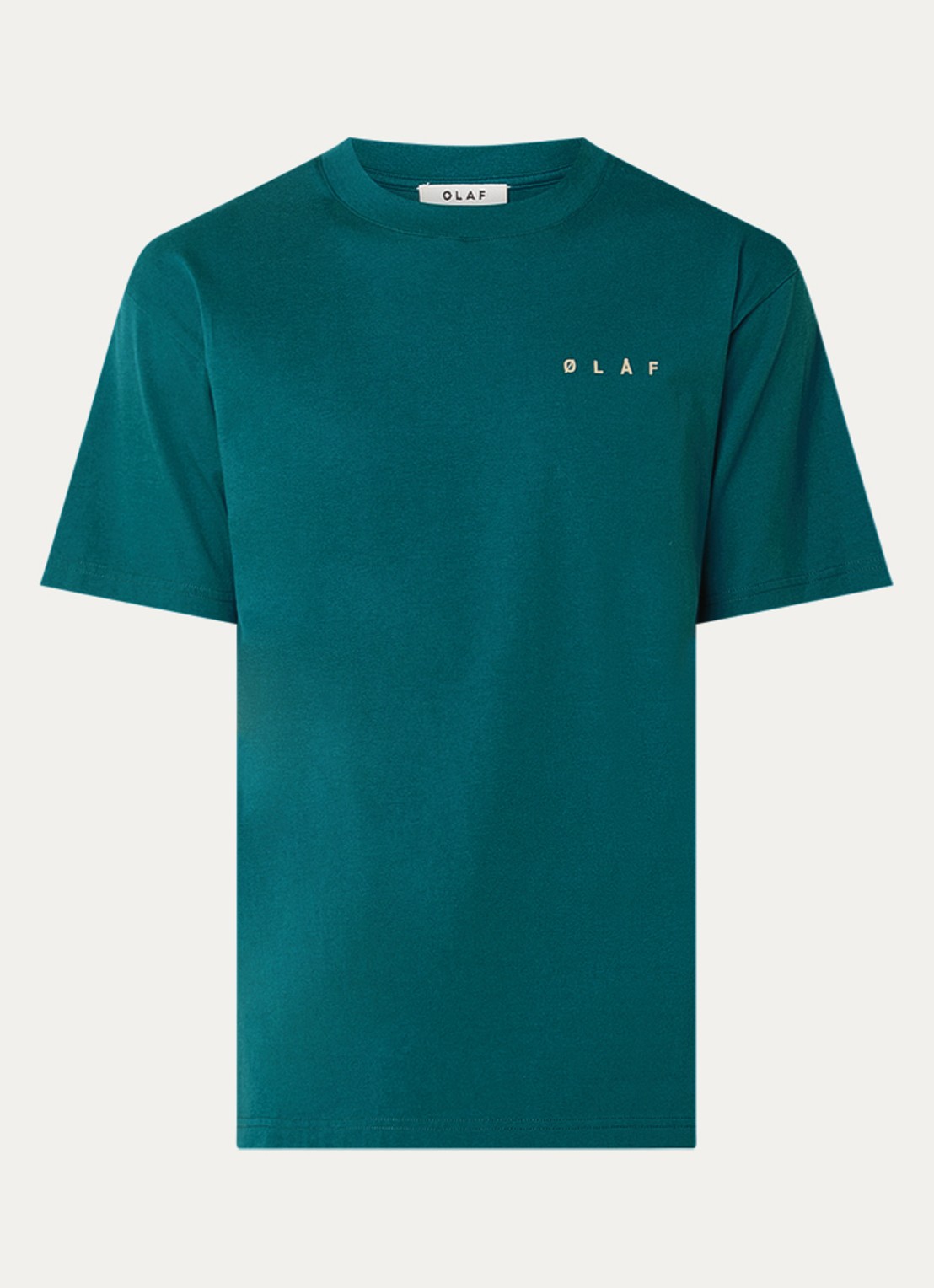 OLAF T-shirt met front- en backprint - voorkant zeegroen