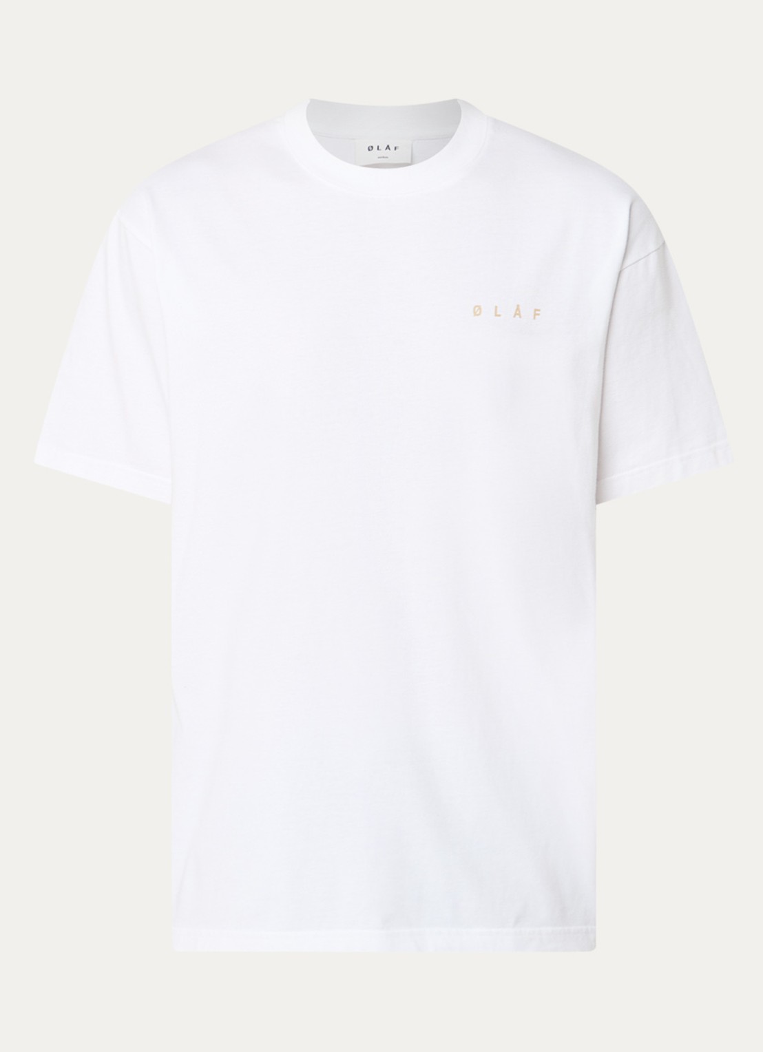 OLAF T-shirt met logo- en backprint - voorkant 3 gebroken wit