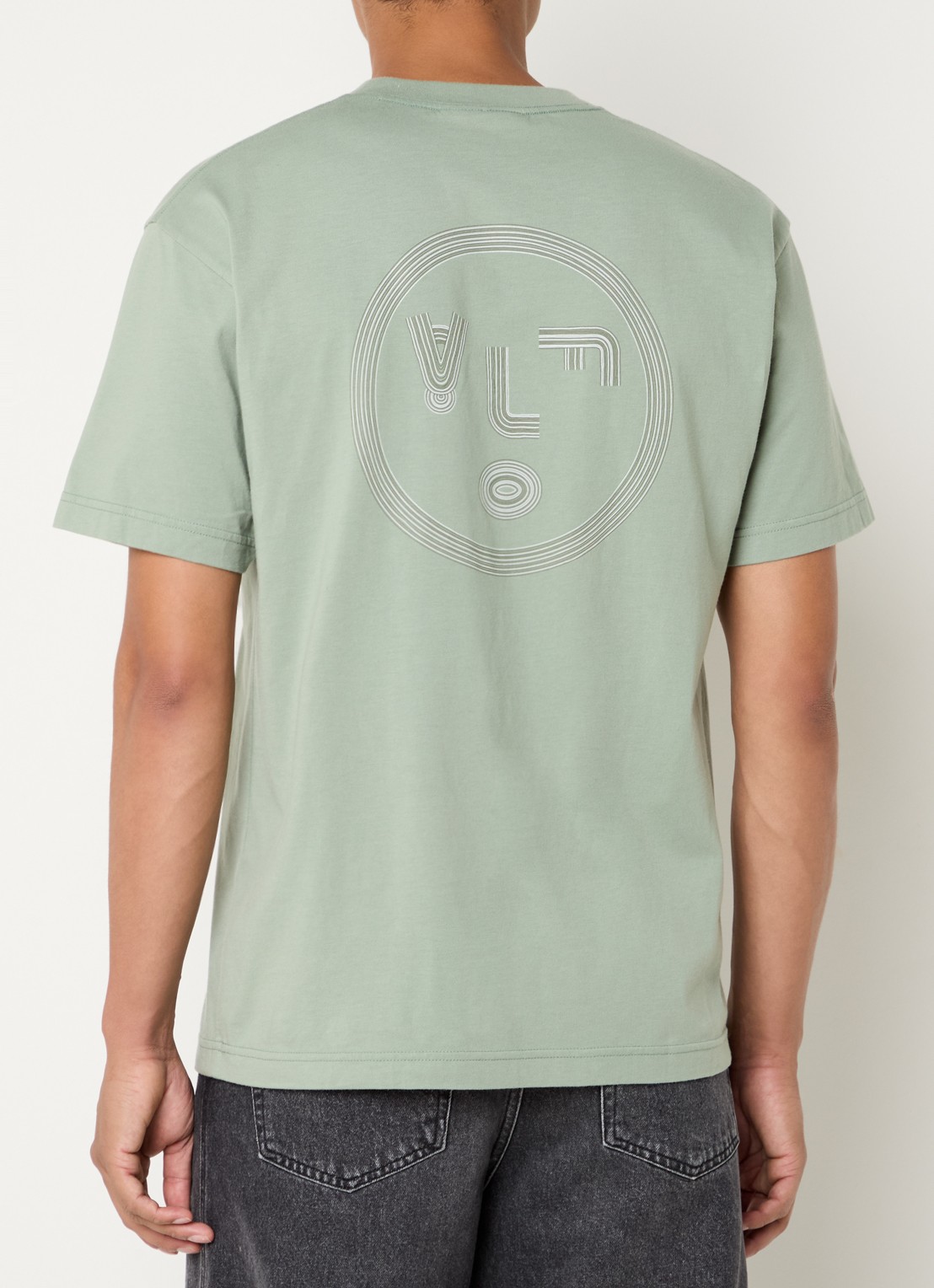 OLAF T-shirt met logo- en backprint - detail 4 lindegroen