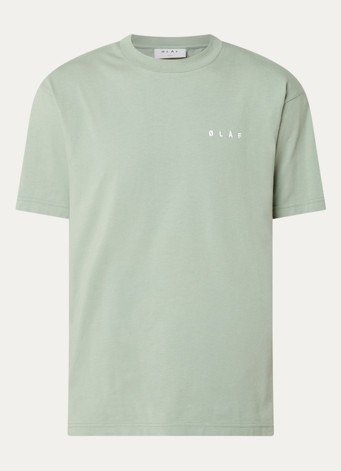 OLAF T-shirt met logo- en backprint - voorkant 2 lindegroen