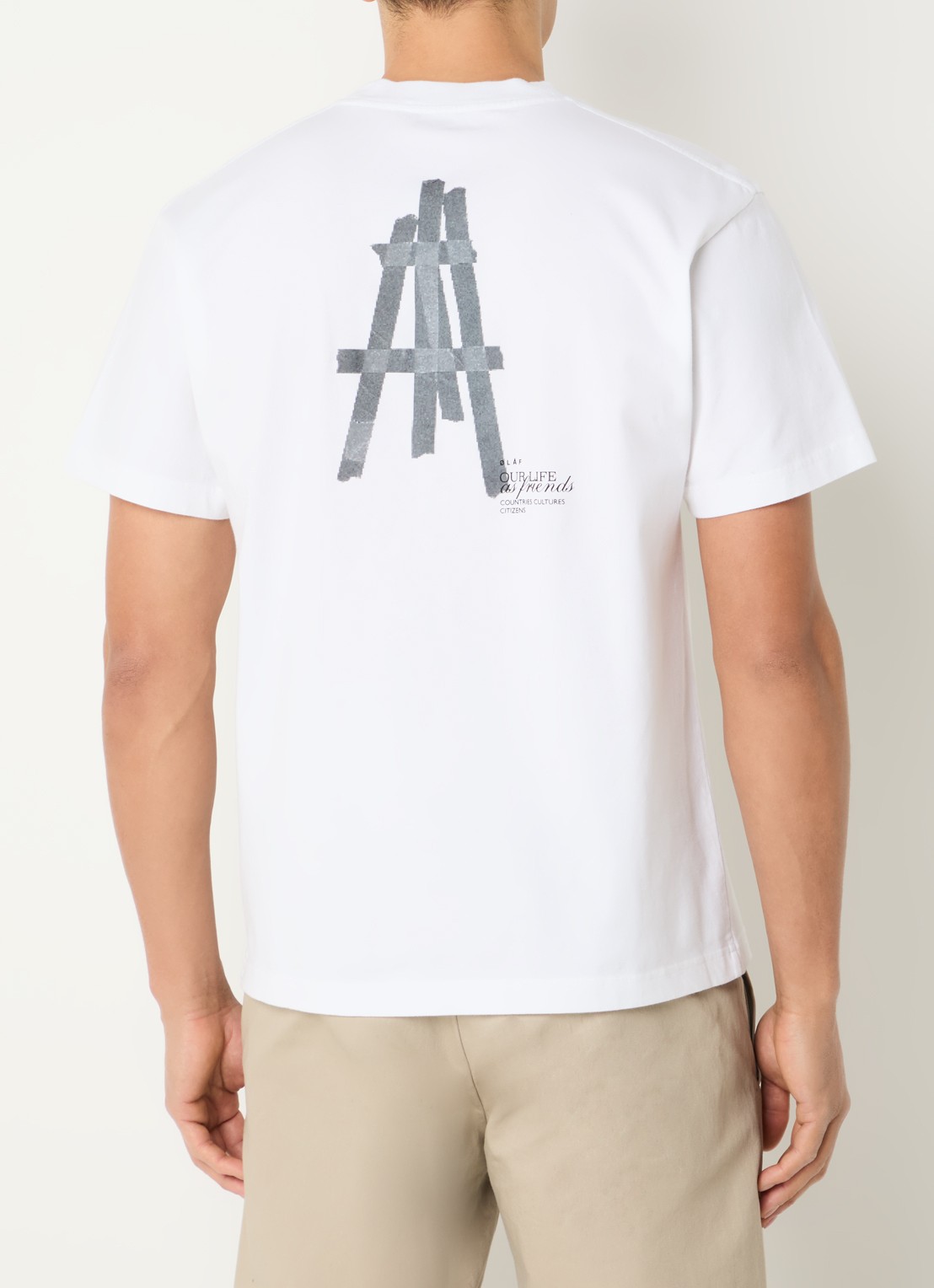 OLAF T-shirt met logo- en backprint - detail 4 wit