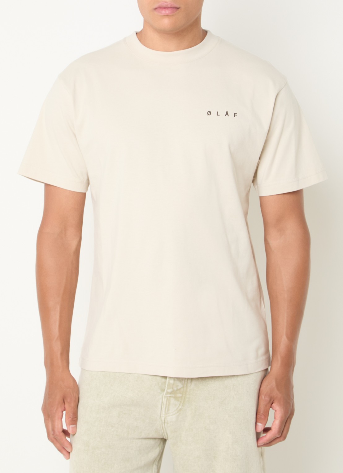 OLAF T-shirt met logo- en backprint - achterkant 2 creme
