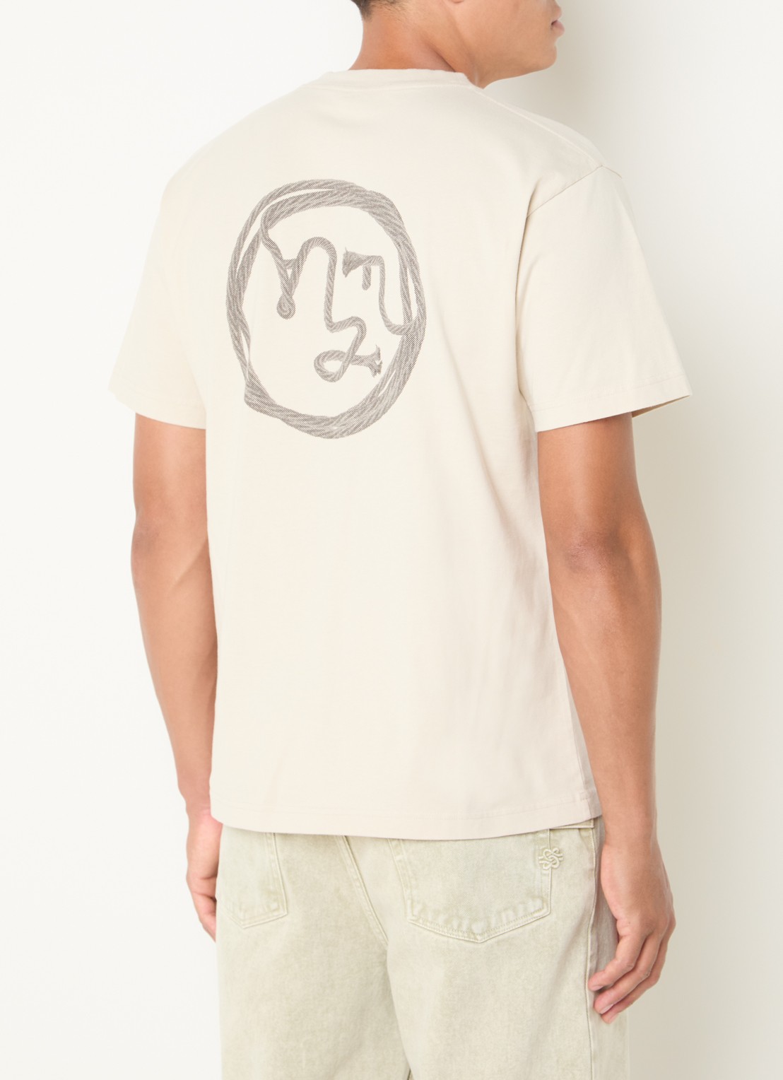 OLAF T-shirt met logo- en backprint - detail creme