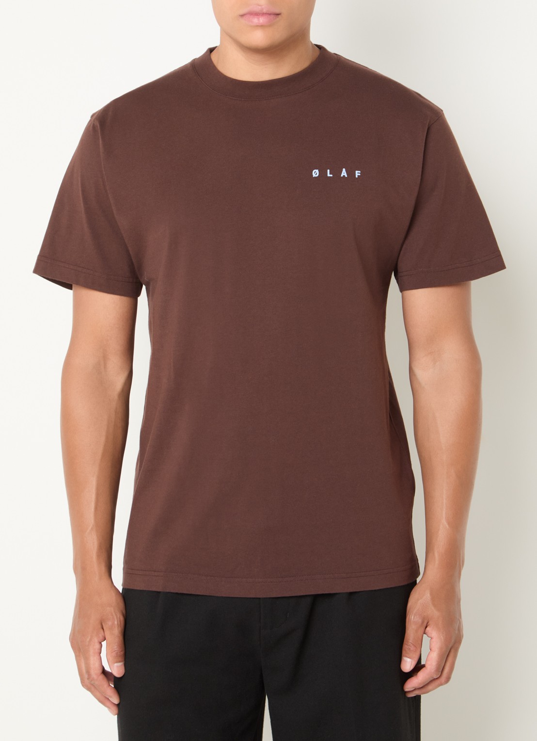 OLAF T-shirt met logo- en backprint - achterkant 2 donkerbruin
