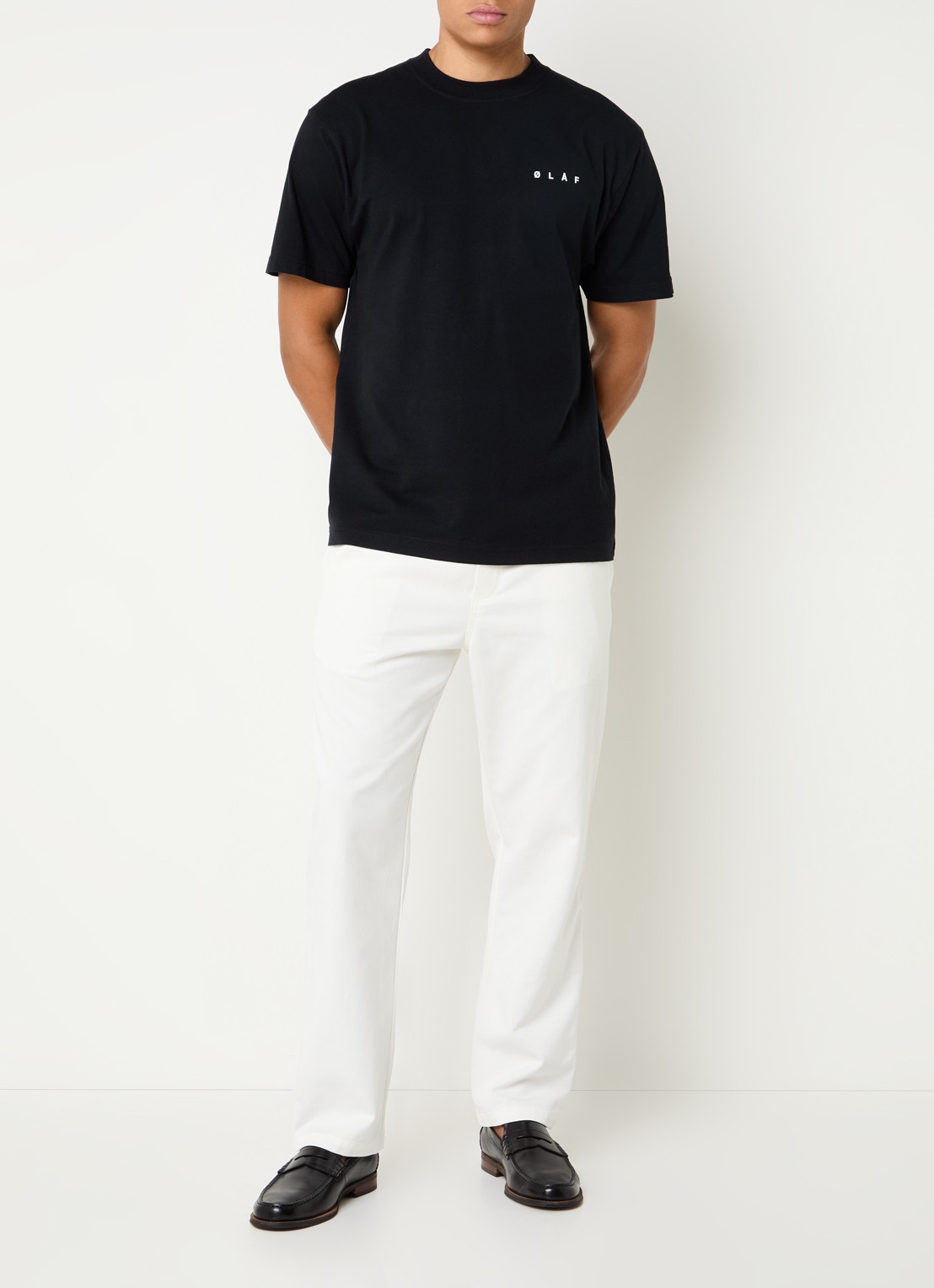 OLAF T-shirt met logo- en backprint - voorkant 2 zwart