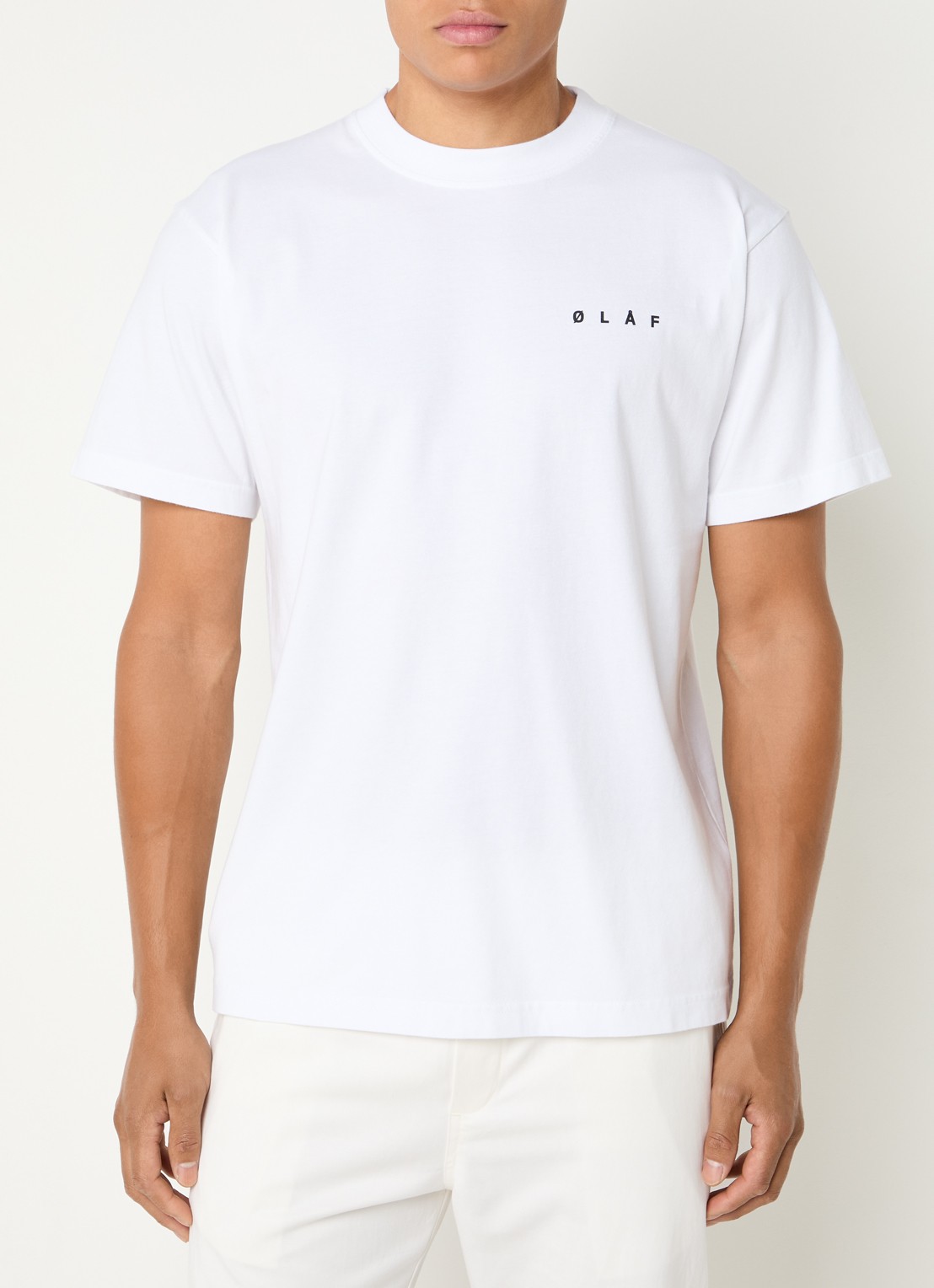 OLAF T-shirt met logo- en backprint - achterkant gebroken wit