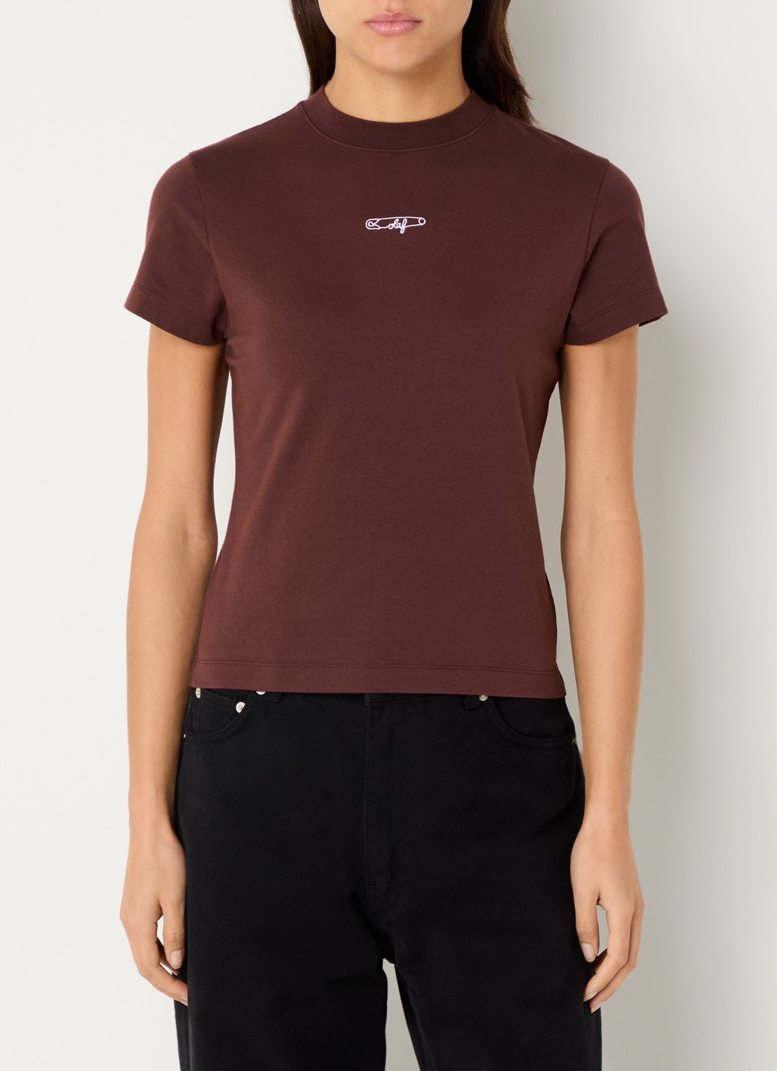 OLAF T-shirt met logo - detail bordeauxrood