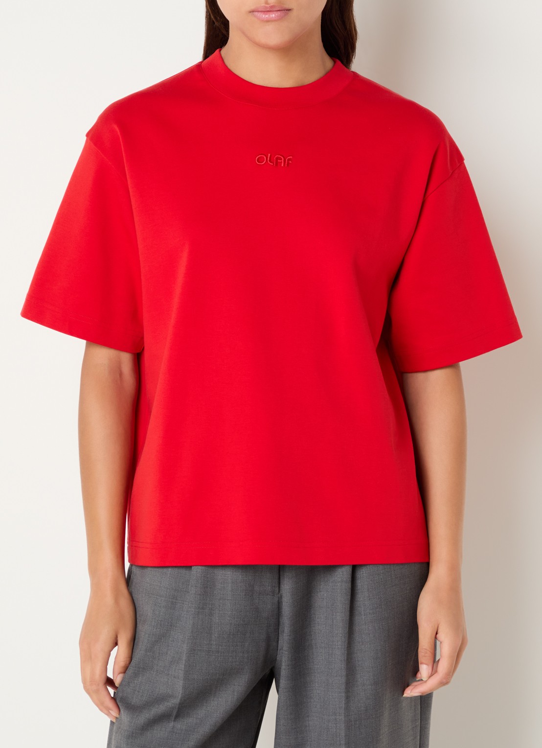 OLAF T-shirt met logo - detail rood