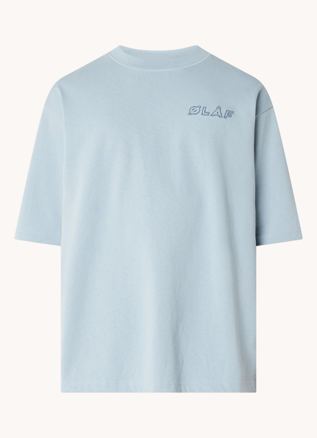OLAF T-shirt met logoborduring - voorkant 3 blauwgrijs