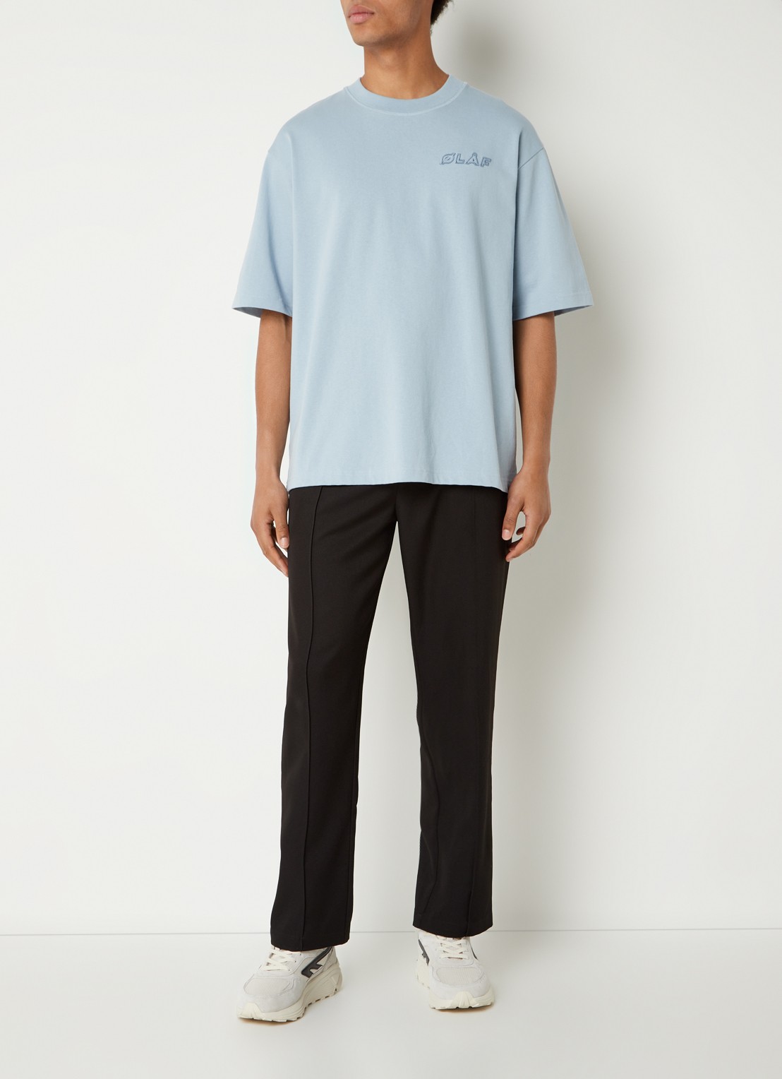 OLAF T-shirt met logoborduring - voorkant 4 blauwgrijs