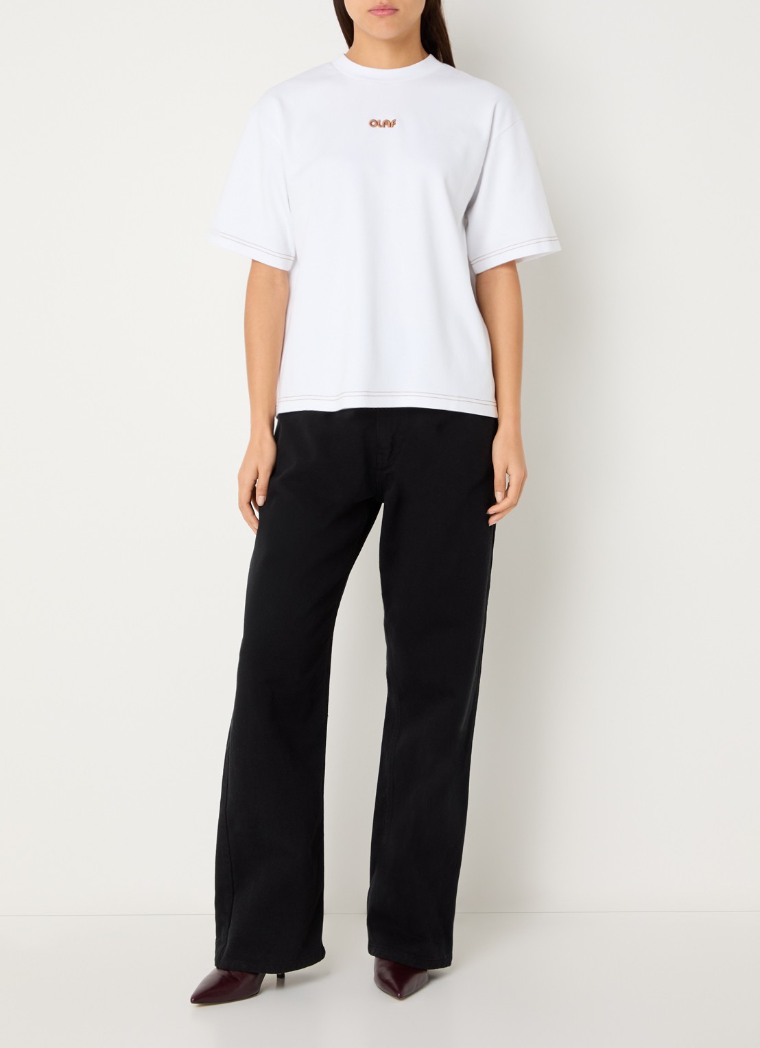 OLAF T-shirt met logoborduring - voorkant 4 wit