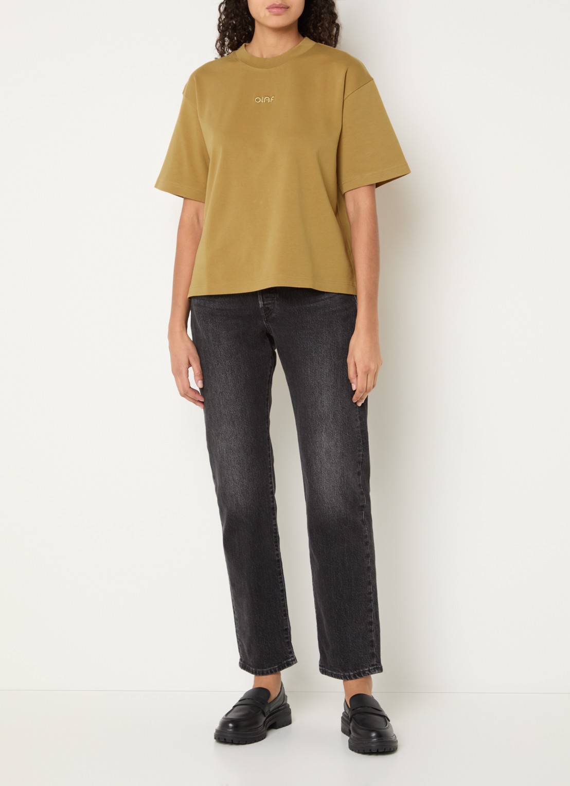 OLAF T-shirt met logoborduring - voorkant 4 camel