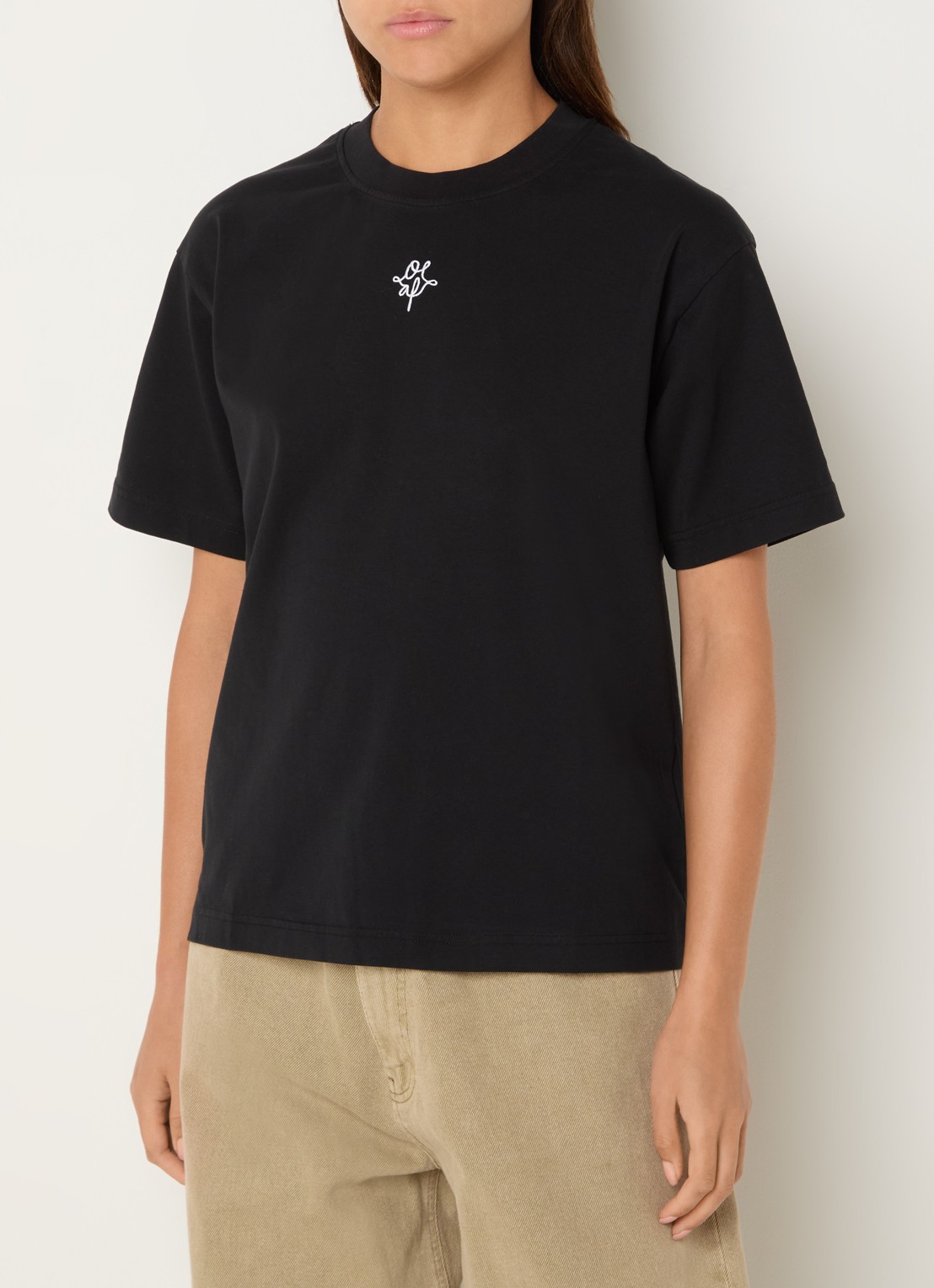 OLAF T-shirt met logoborduring - detail 4 zwart