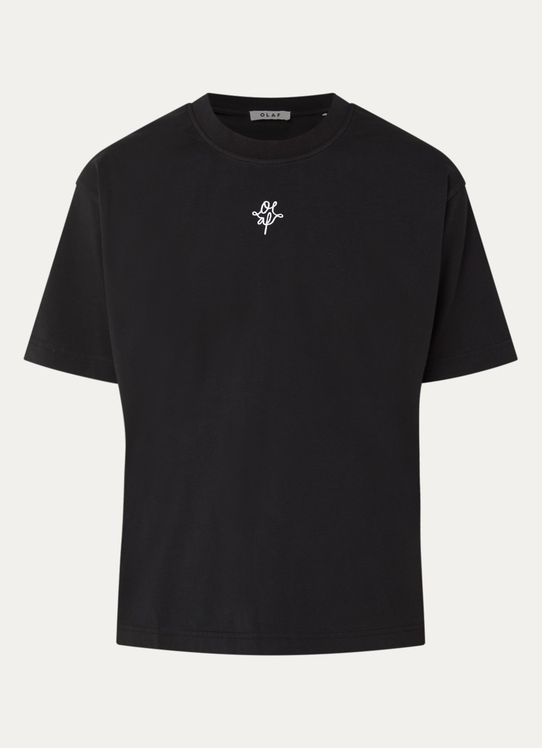 OLAF T-shirt met logoborduring - voorkant zwart