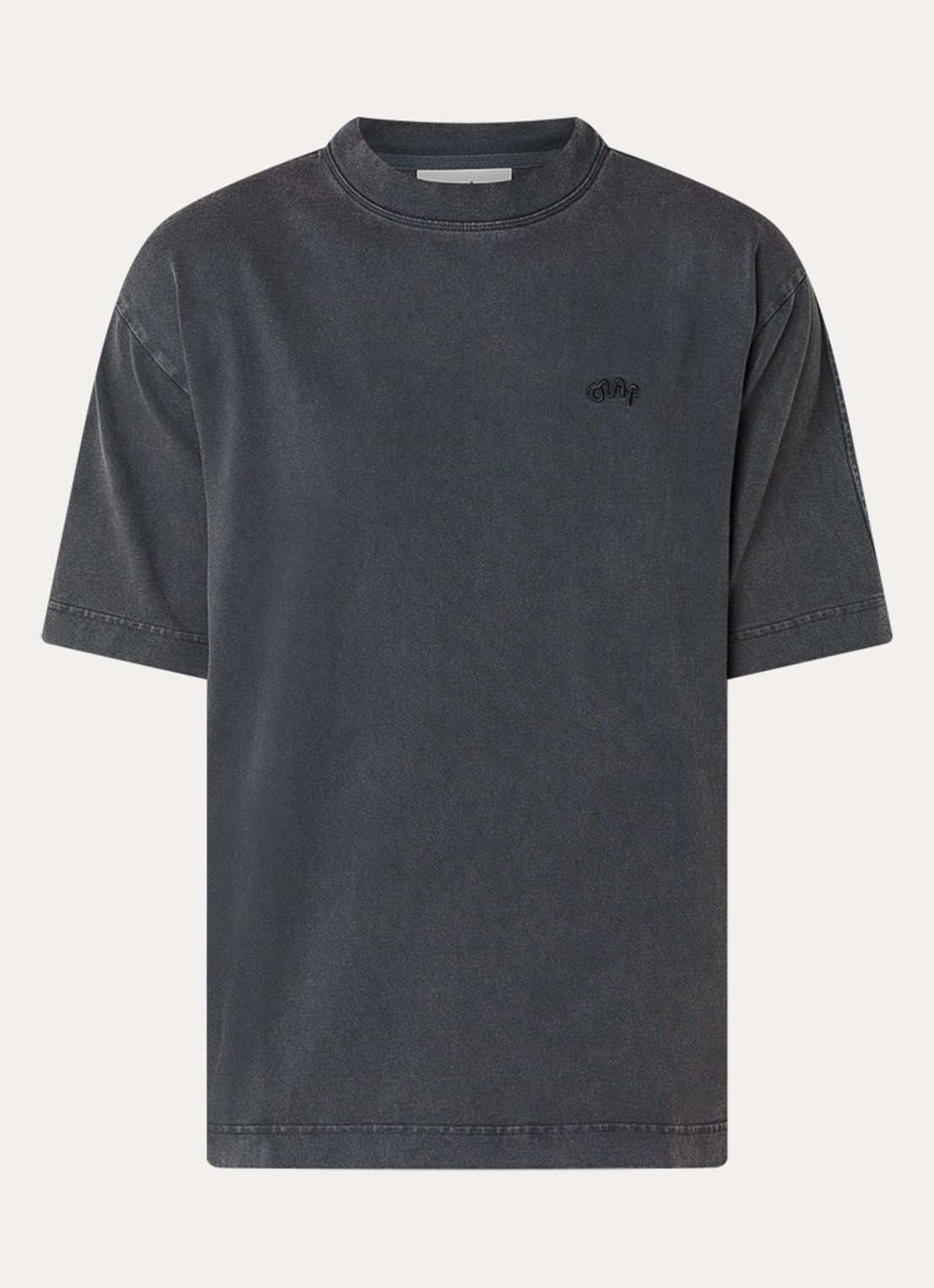 OLAF T-shirt met verwassen afwerking en logo - voorkant 2 antraciet