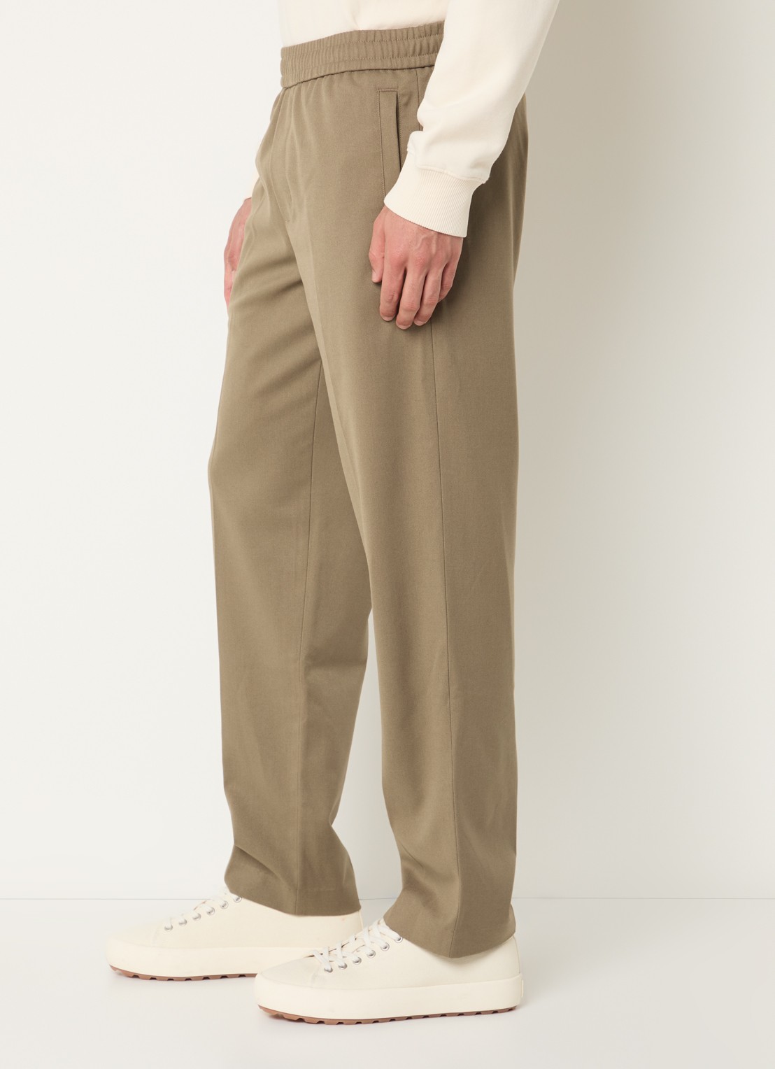 OLAF Tapered fit chino in wolblend met steekzakken - detail 5 mosgroen
