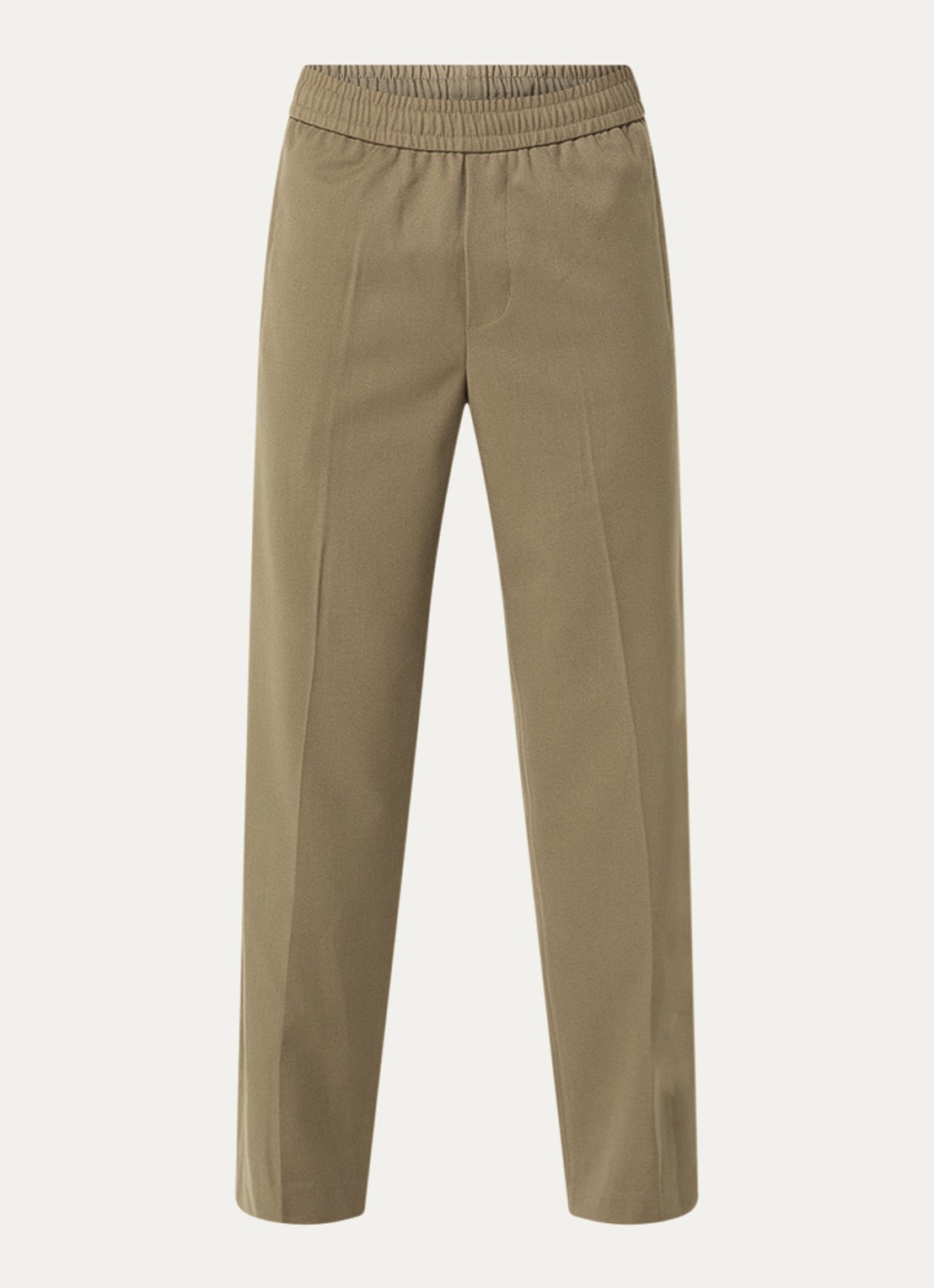 OLAF Tapered fit chino in wolblend met steekzakken - voorkant 2 mosgroen