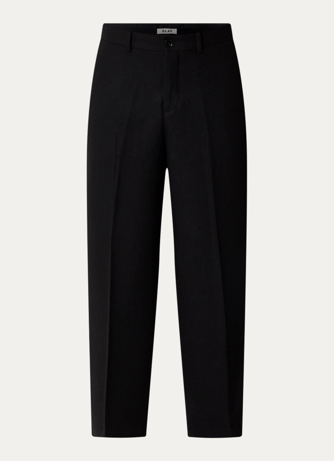 OLAF Tapered fit pantalon in wolblend met persplooi - voorkant 3 zwart
