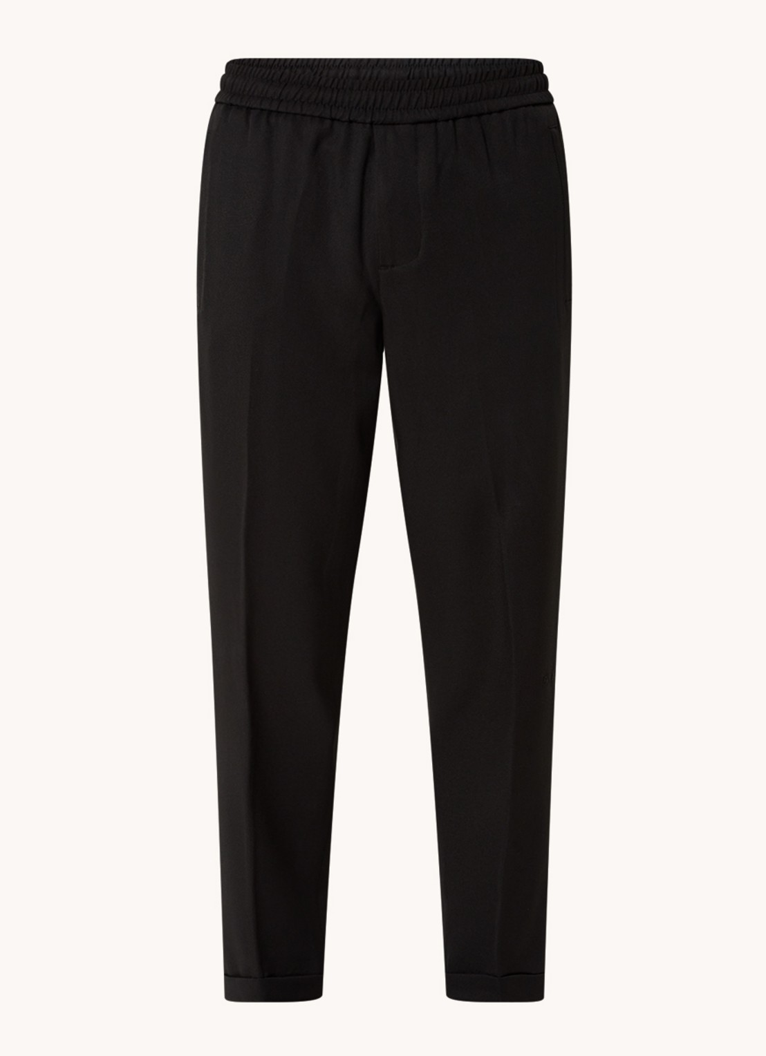 OLAF Tapered fit pantalon met trekkoord - voorkant zwart