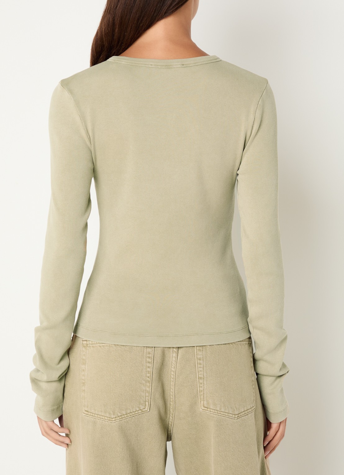 OLAF Top met ribstructuur - achterkant khaki