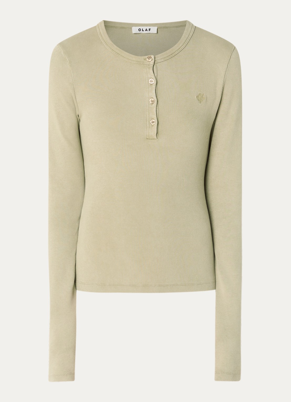OLAF Top met ribstructuur - voorkant 2 khaki