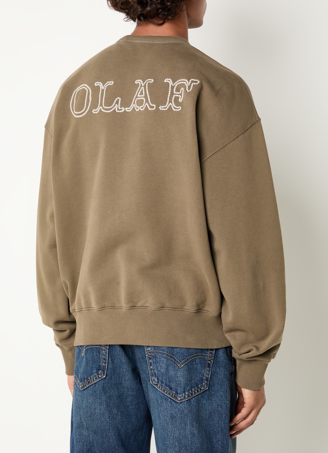 OLAF Western sweater met logo- en backborduring - detail 4 lichtbruin