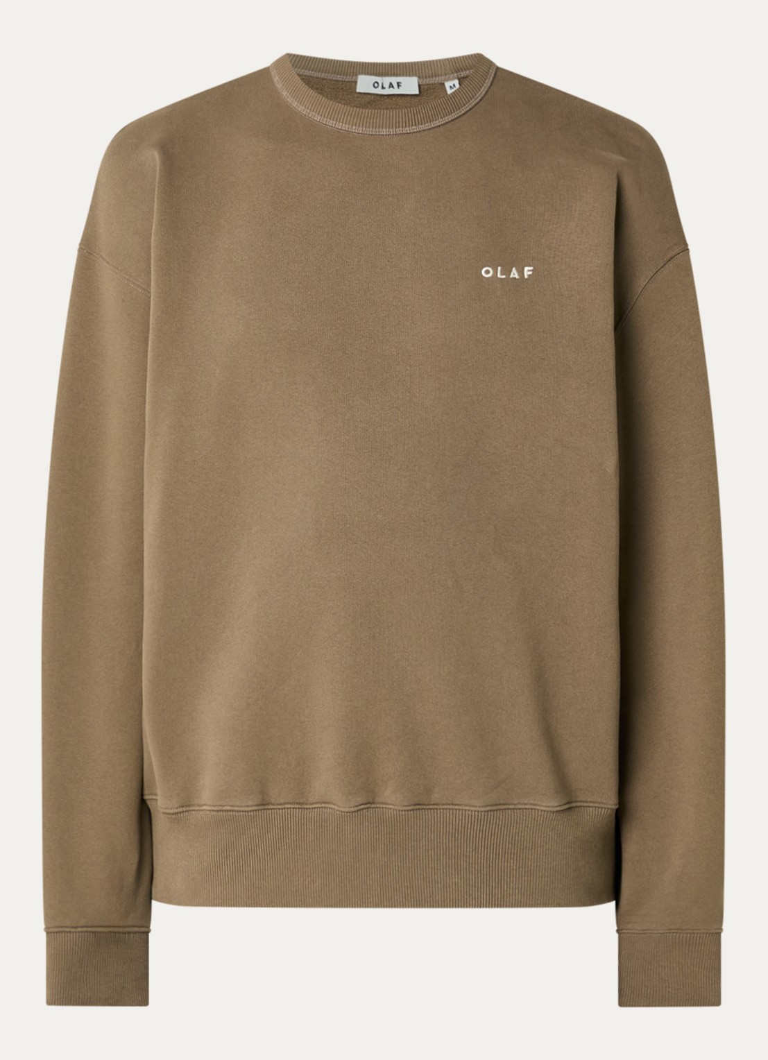 OLAF Western sweater met logo- en backborduring - voorkant lichtbruin