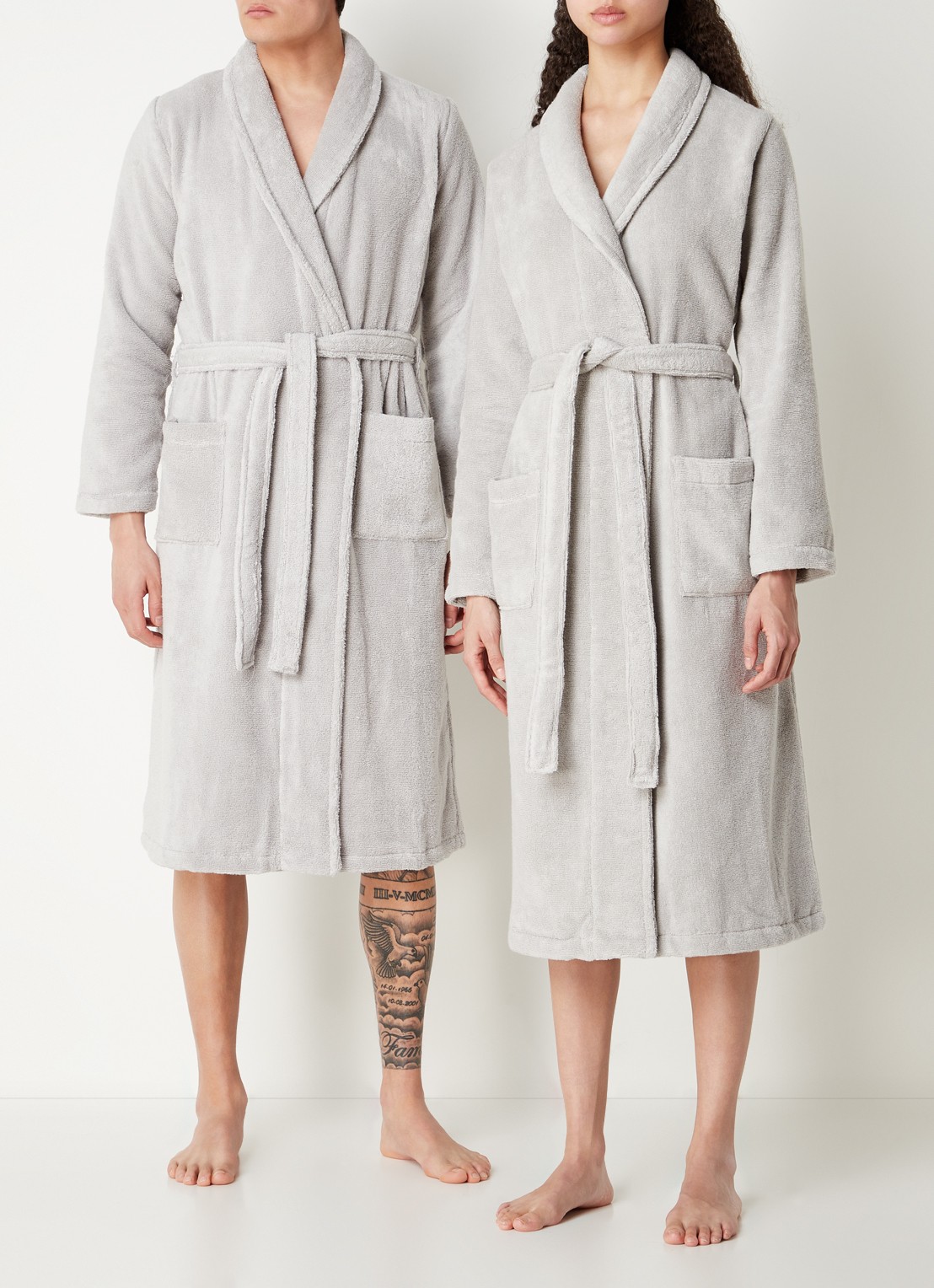 Olivier Desforges Alizee badjas van katoen - unisex - detail grijs