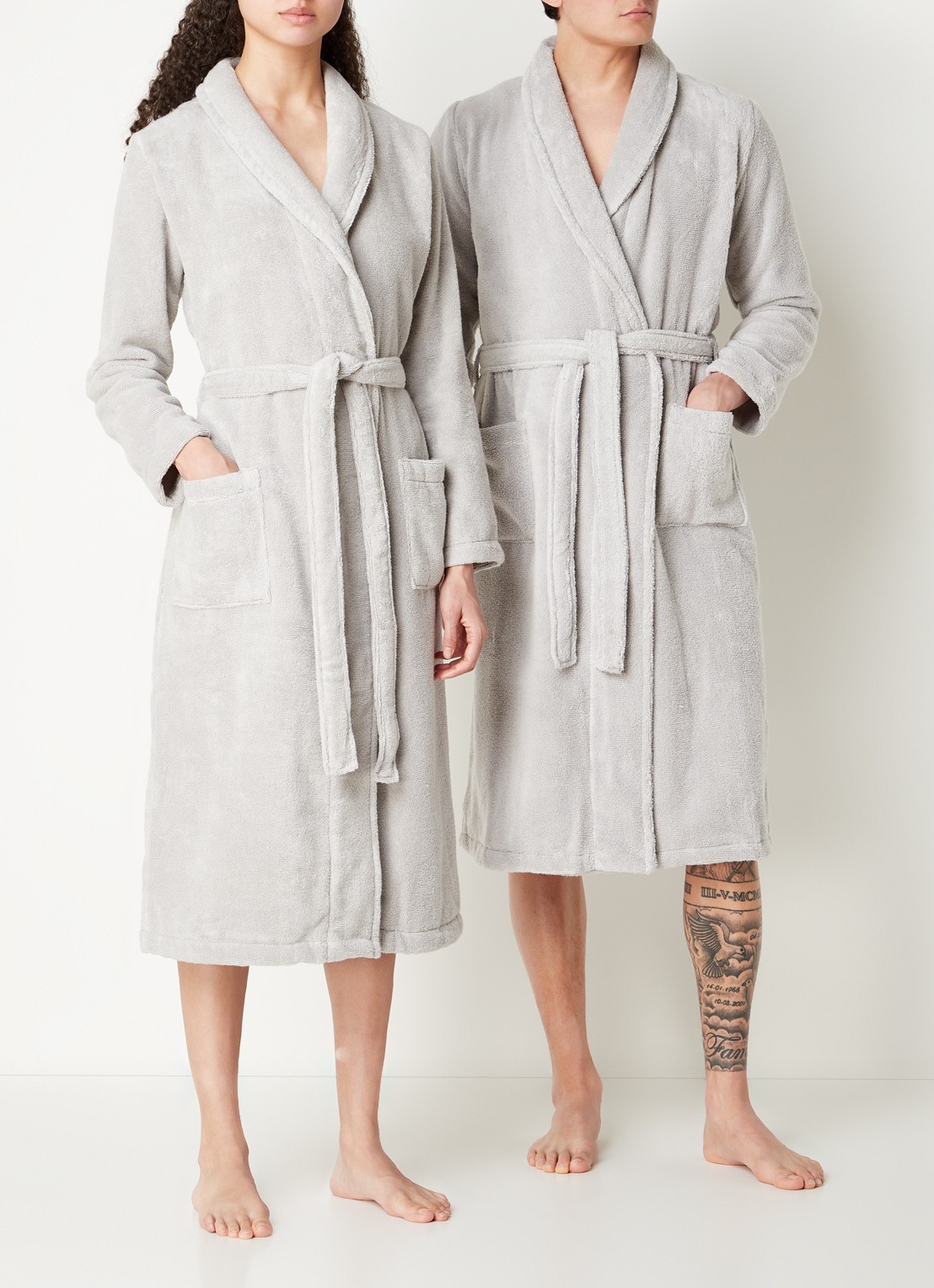 Olivier Desforges Alizee badjas van katoen - unisex - voorkant 4 grijs