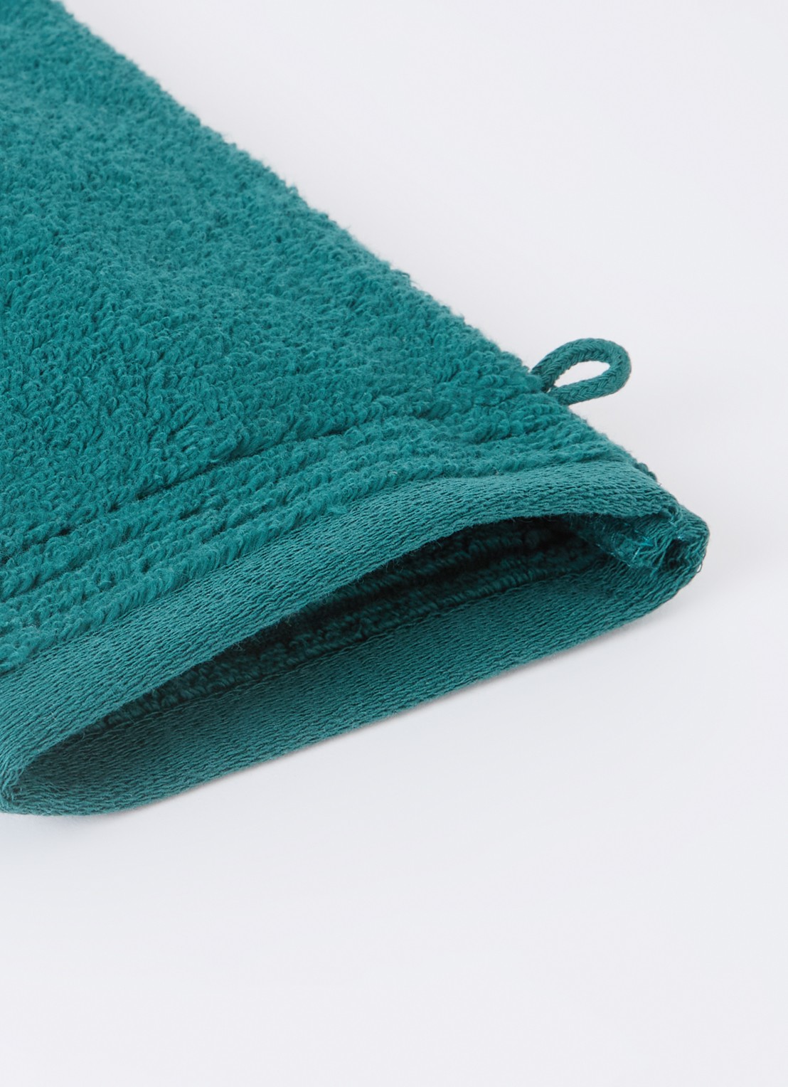 Olivier Desforges Alizee washand - 885 gr/m2 - 15 x 21 cm - detail zeegroen