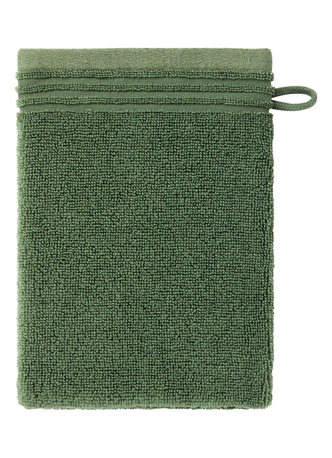 Olivier Desforges Alizee washand - 885 gr/m2 - 15 x 21 cm - voorkant olijfgroen