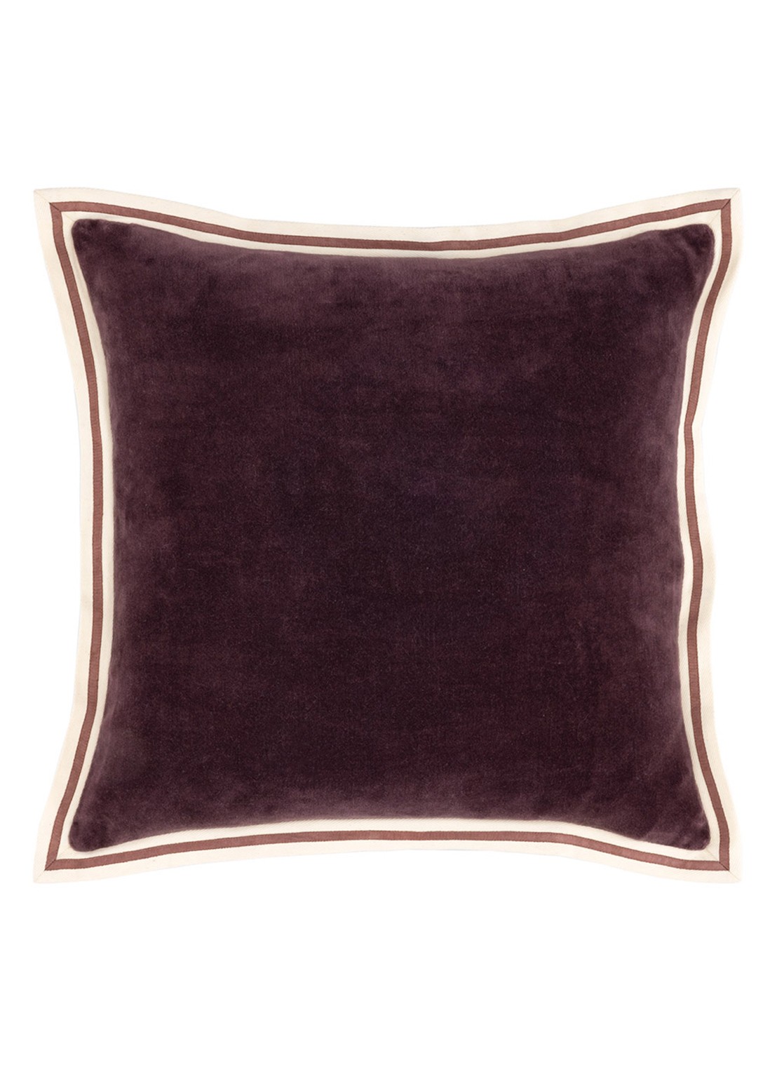 Olivier Desforges Galons sierkussenhoes 45 x 45 cm - voorkant 2 donkerbruin