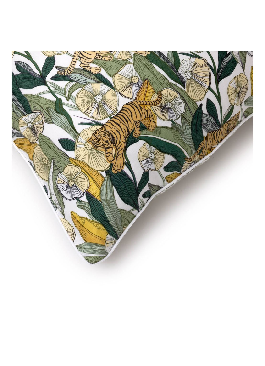 Olivier Desforges Mr Khan kussensloop met print - detail olijfgroen