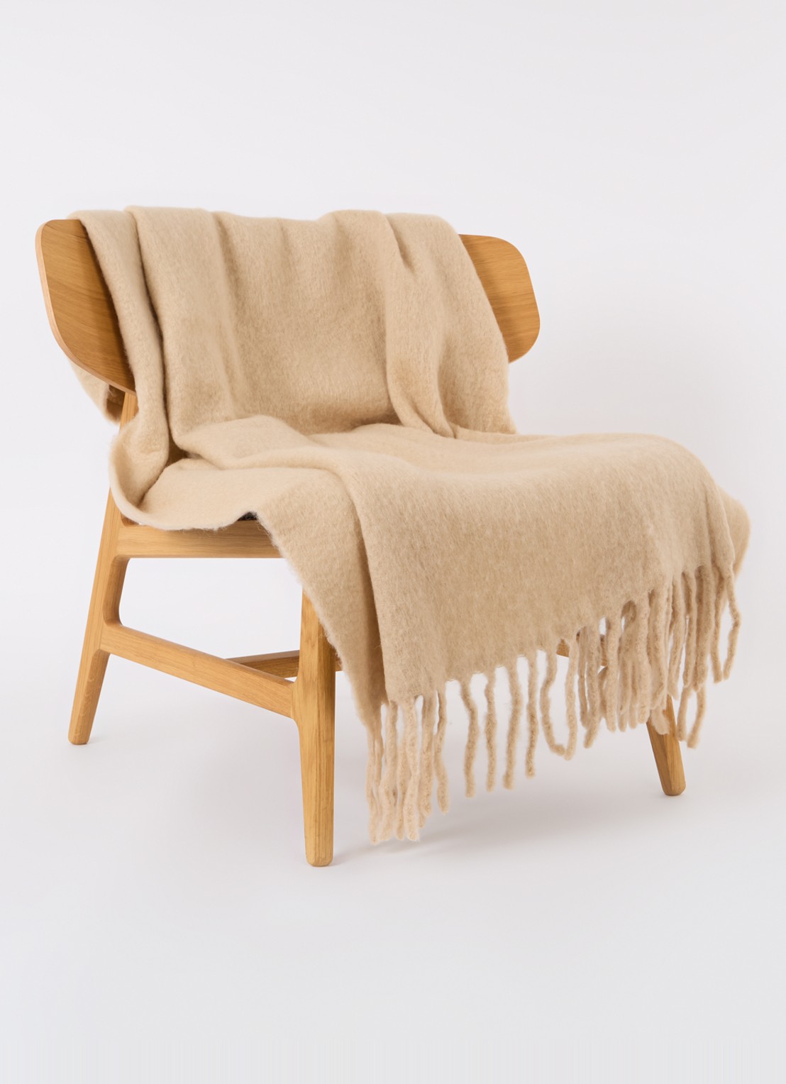 Olivier Desforges Tourbill plaid in wolblend 130 x 170 cm - voorkant 3 beige