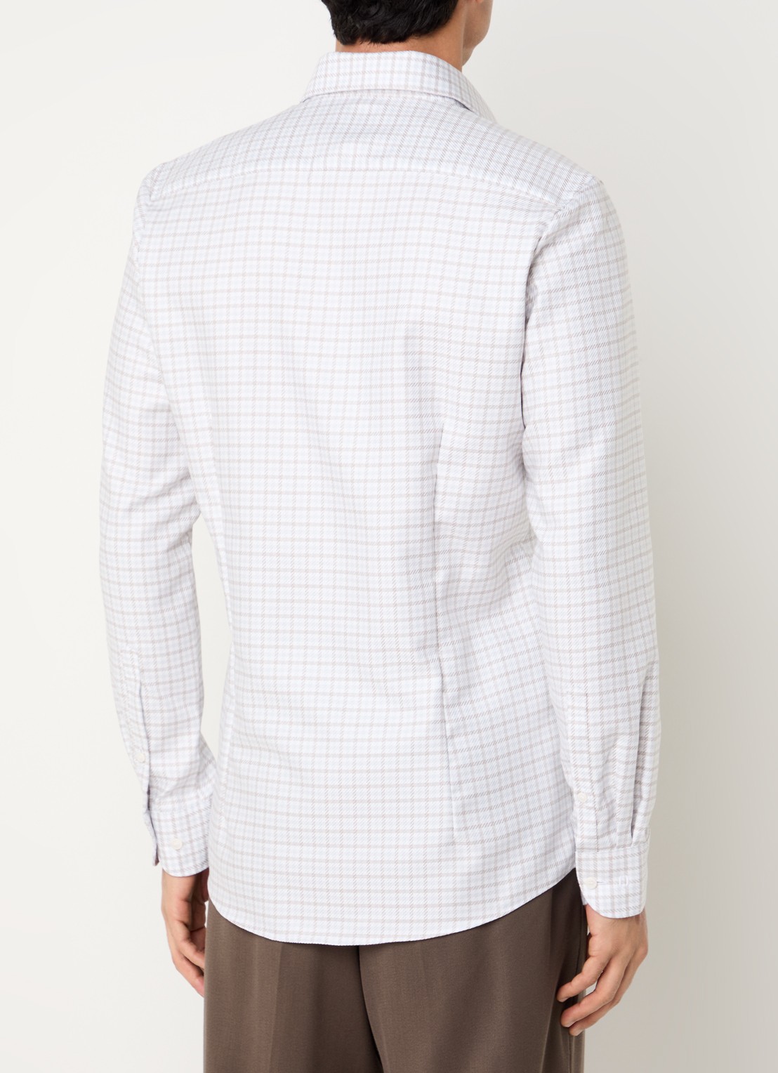 Olymp Level 5 slim fit overhemd met ruitdessin - achterkant gebroken wit
