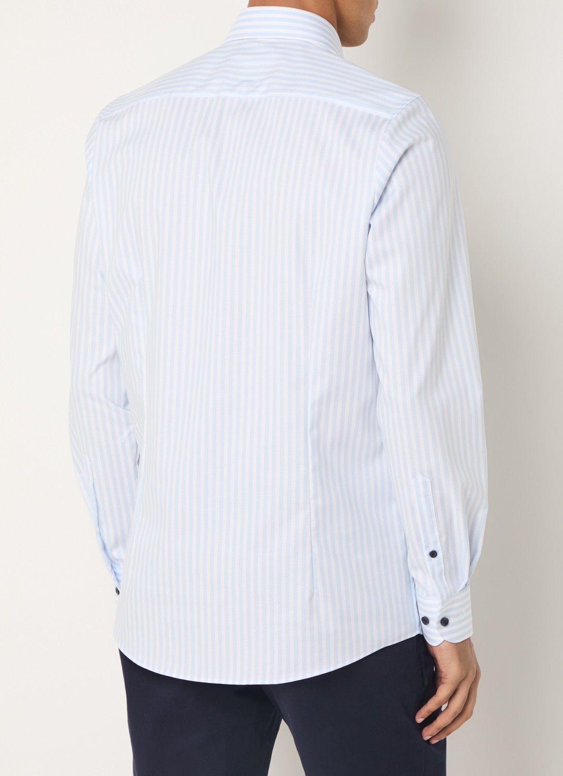 Olymp Level Five body fit overhemd met streepprint - achterkant 4 blauw