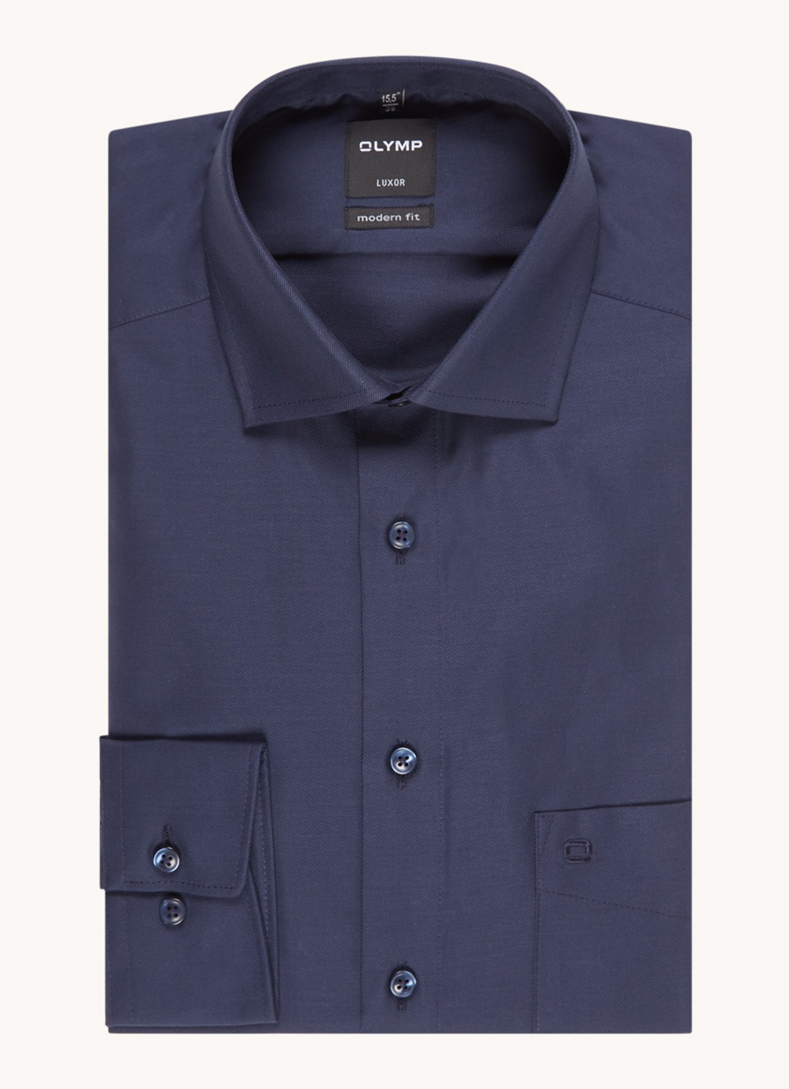 Olymp Luxor modern fit overhemd met borstzak - voorkant donkerblauw
