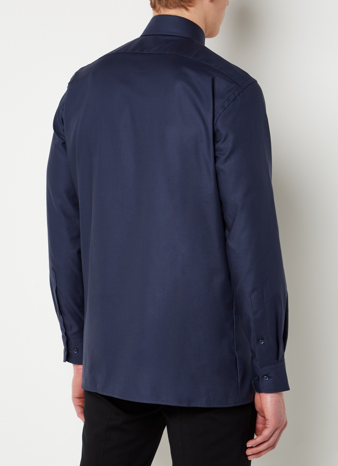 Olymp Luxor modern fit overhemd met borstzak - achterkant 5 donkerblauw