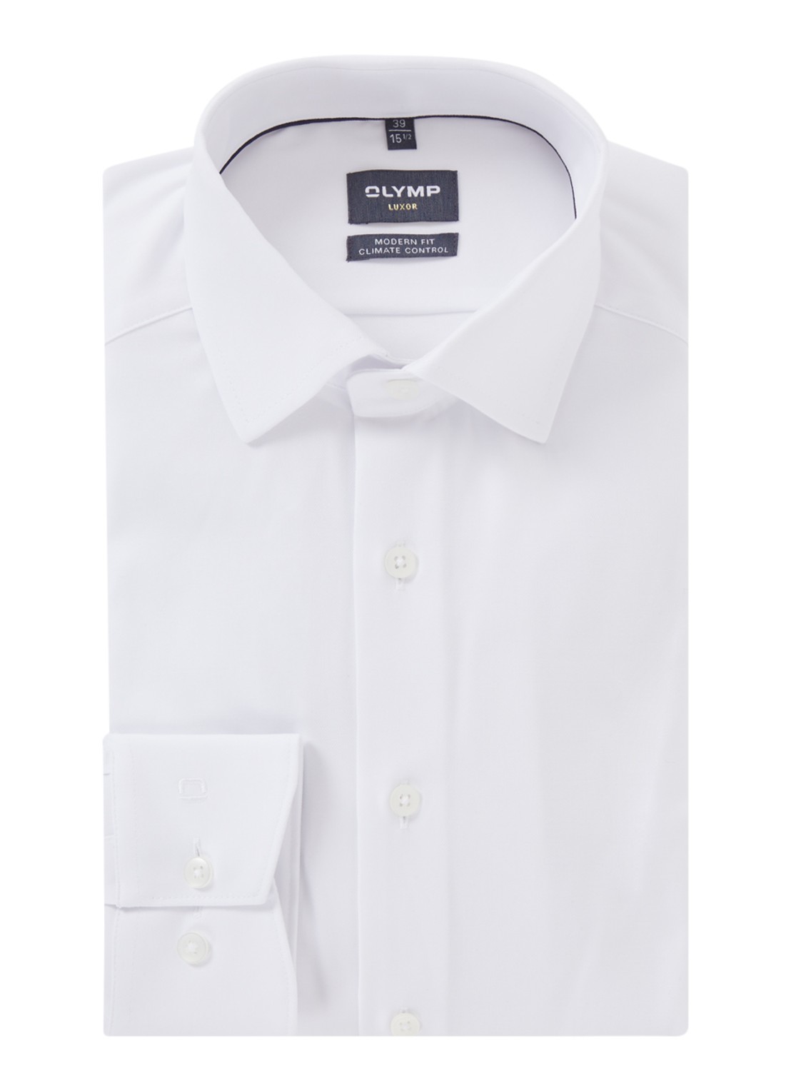 Olymp Luxor modern fit overhemd met stretch - voorkant 4 wit