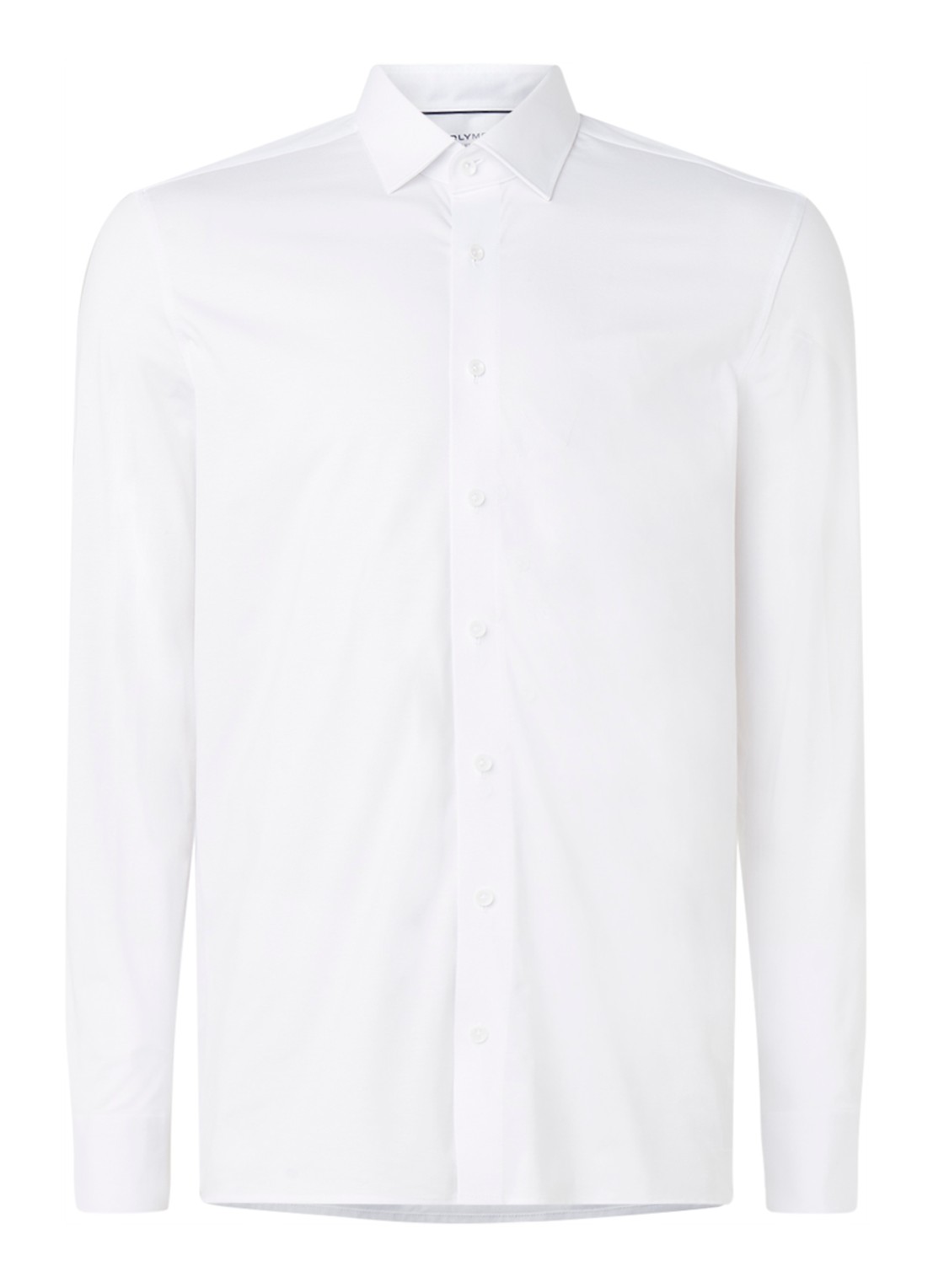 Olymp Luxor modern fit overhemd van jersey   - detail 3 wit