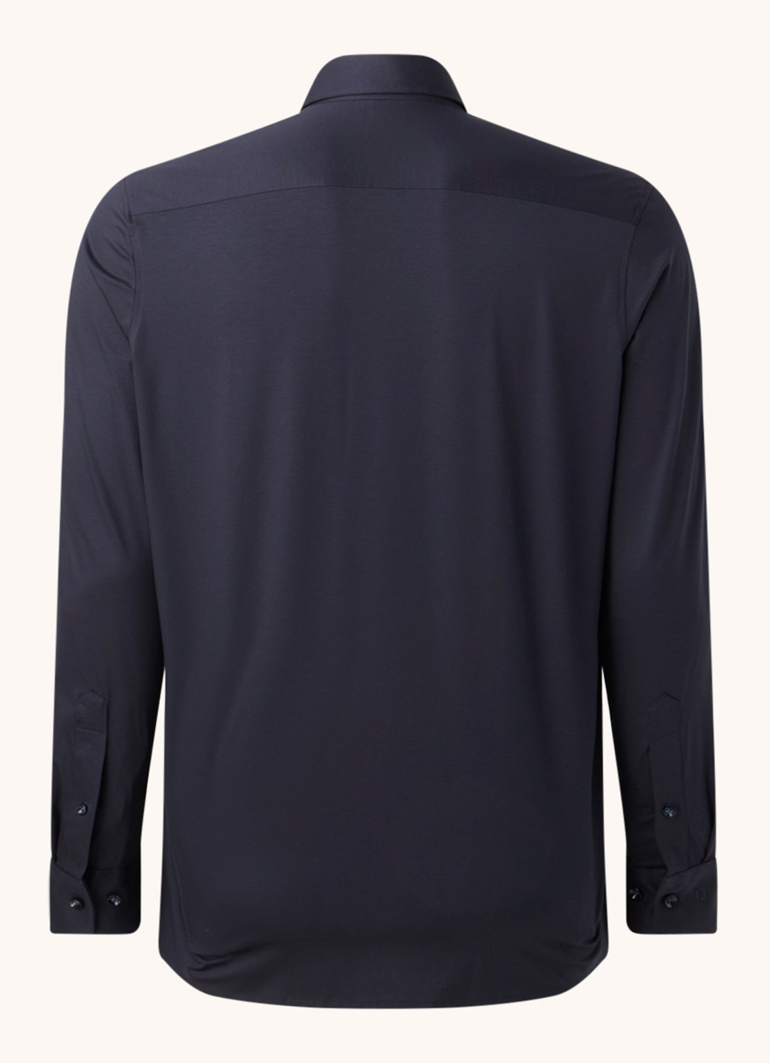 Olymp Luxor modern fit overhemd van jersey   - achterkant 3 blauw