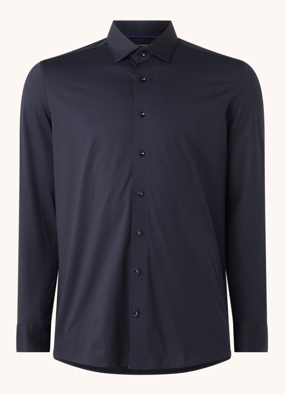 Olymp Luxor modern fit overhemd van jersey   - detail 2 blauw