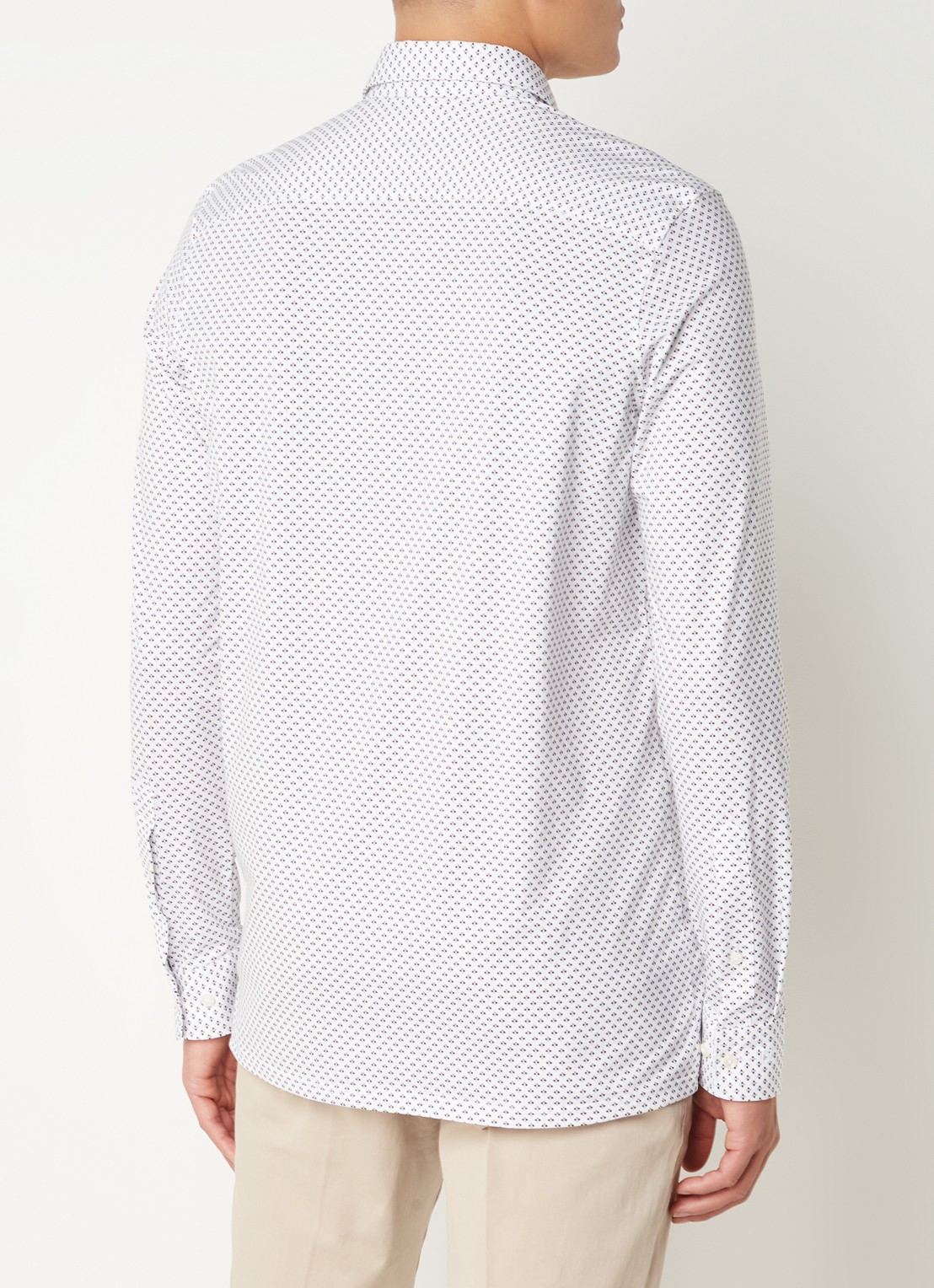 Olymp Luxor modern fit overhemd van jersey   - achterkant beige