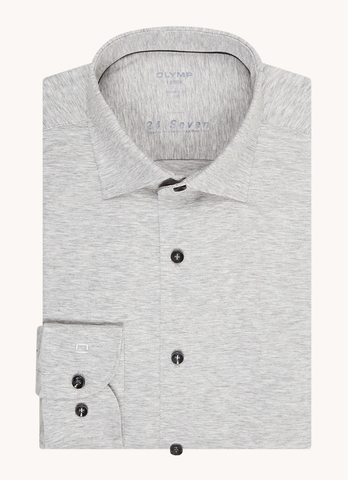 Olymp Luxor modern fit overhemd van jersey   - voorkant 2 grijs