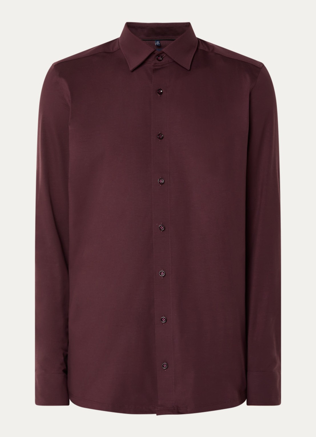 Olymp Luxor modern fit overhemd van jersey   - voorkant steenrood