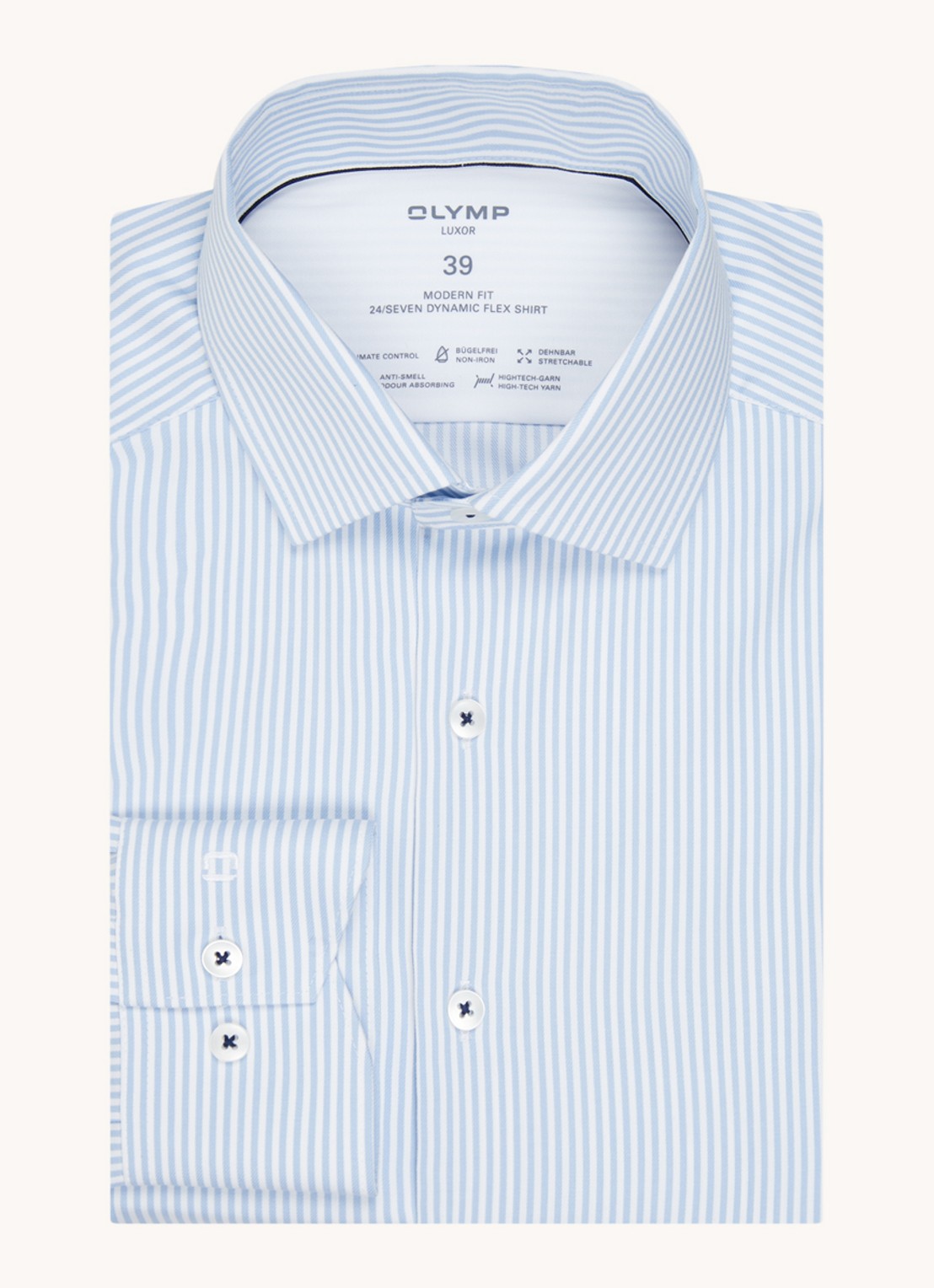 Olymp Luxor modern fit overhemd van jersey   - voorkant 4 indigo