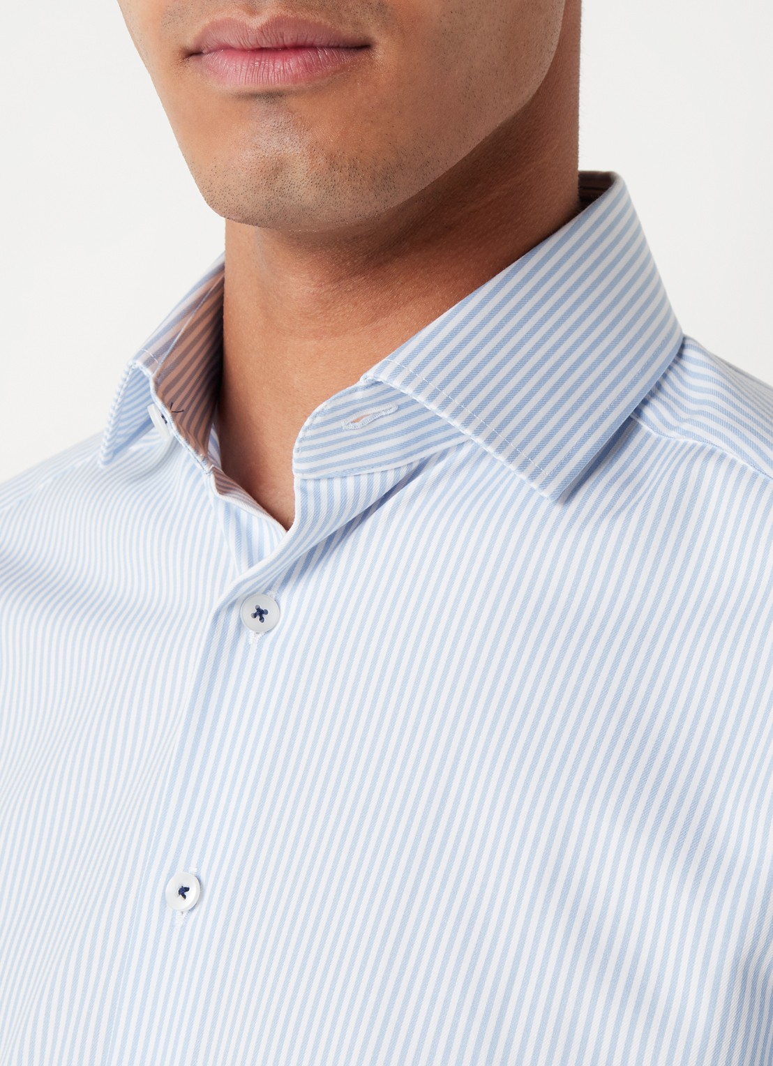 Olymp Luxor modern fit overhemd van jersey   - detail 2 indigo